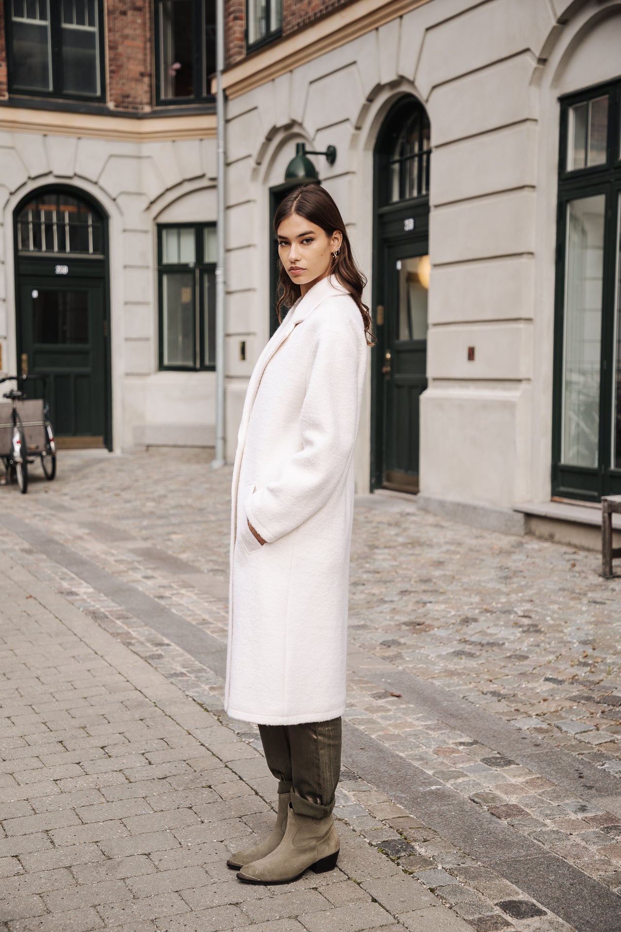 

Manteau long en laine bouillie Femme Millie Boiled egret | Freeman T. Porter