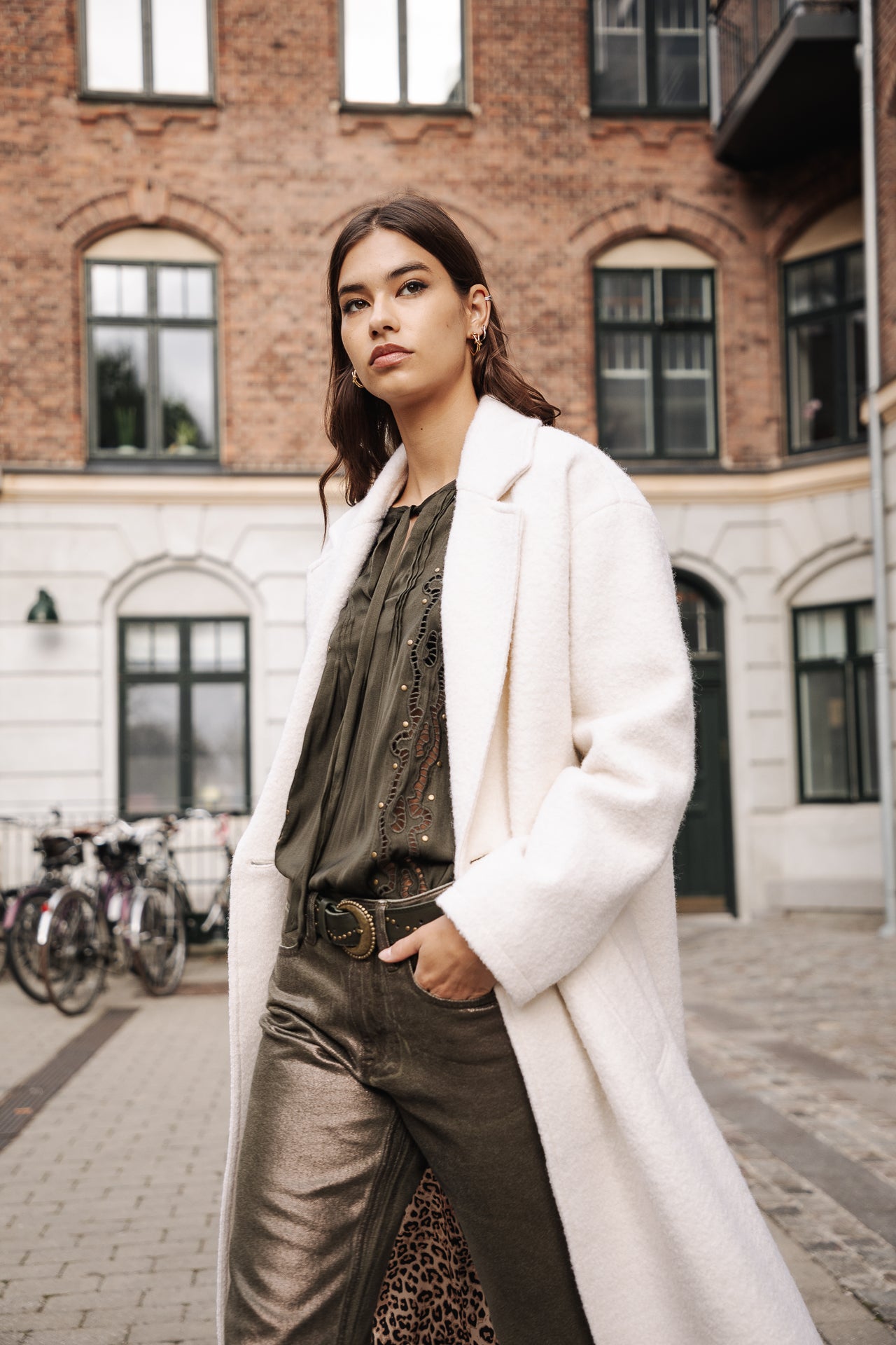 

Manteau long en laine bouillie Femme Millie Boiled egret | Freeman T. Porter