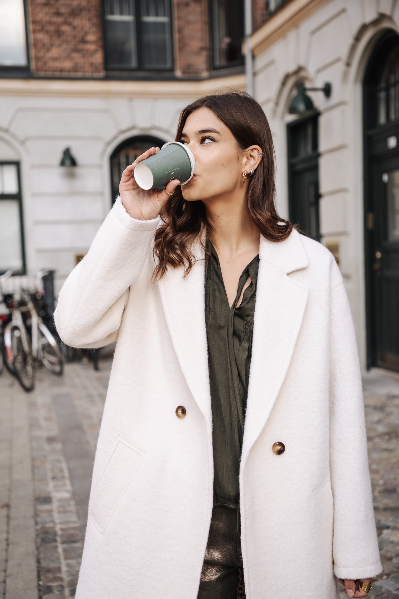 

Manteau long en laine bouillie Femme Millie Boiled egret | Freeman T. Porter