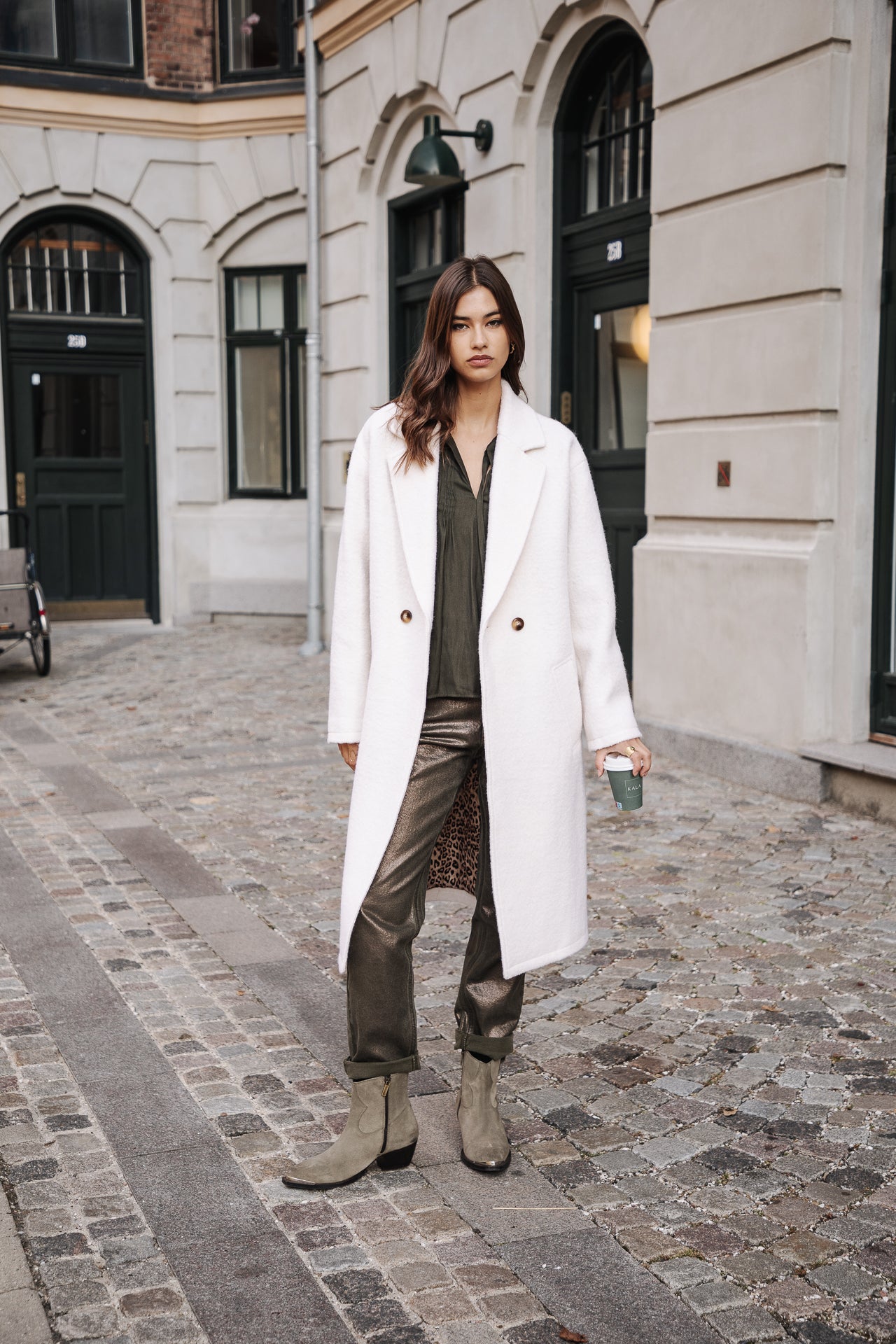 

Manteau long en laine bouillie Femme Millie Boiled egret | Freeman T. Porter