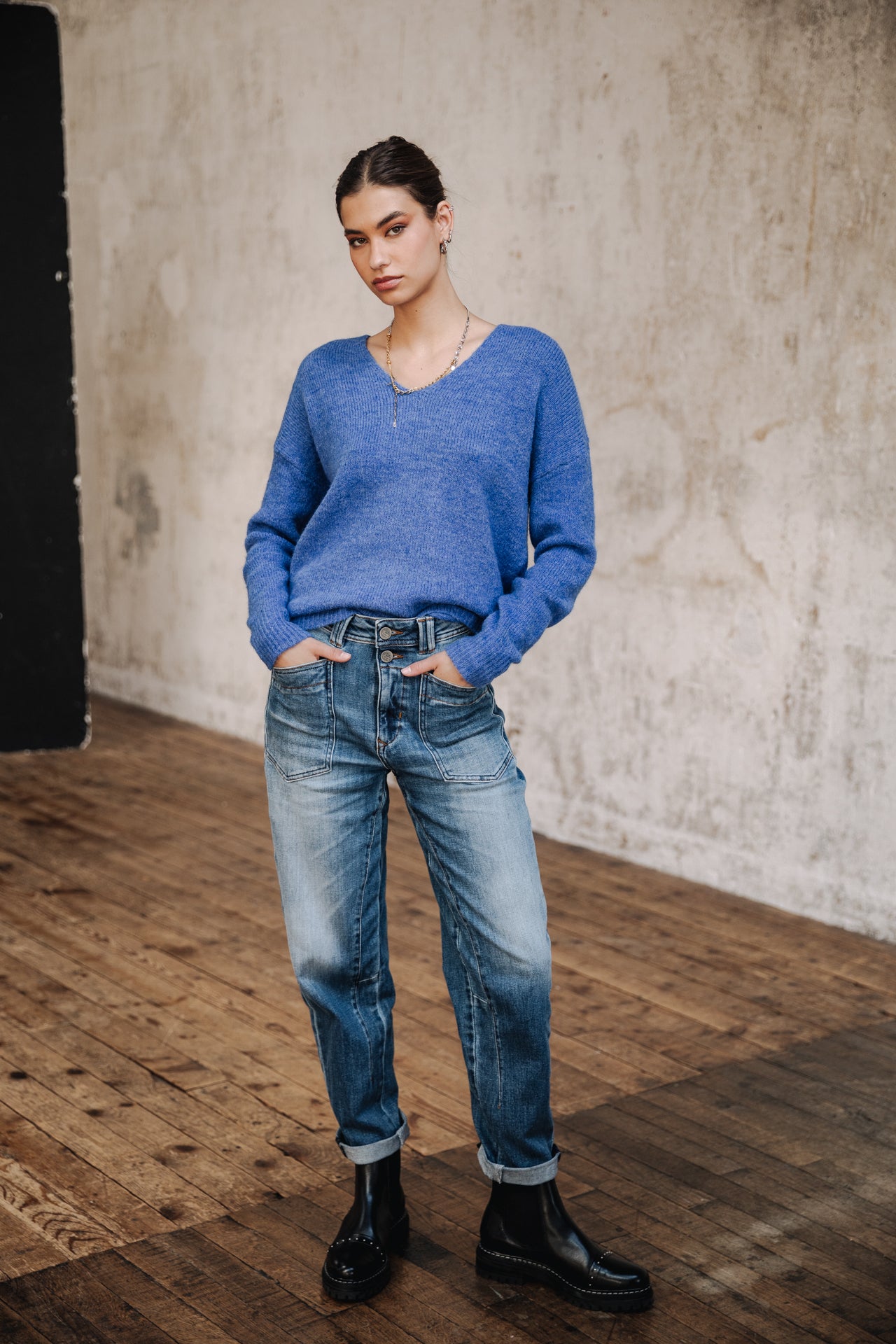 

Pull col V Femme Isabel strong blue | Freeman T. Porter