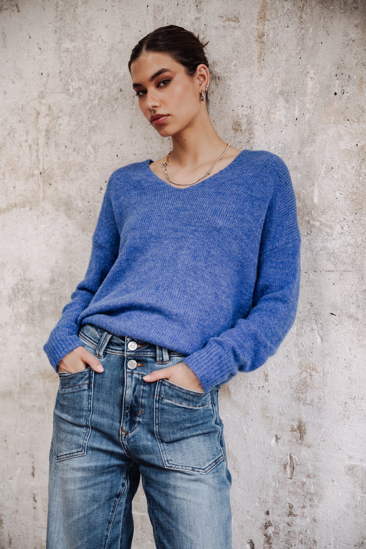 

Pull col V Femme Isabel strong blue | Freeman T. Porter