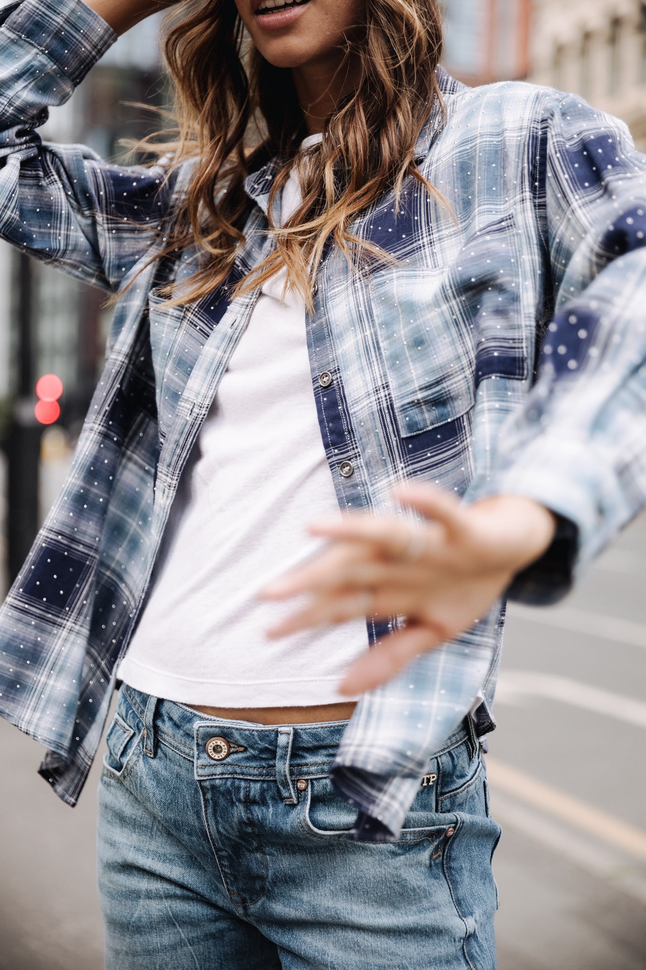 

Chemise à carreaux Femme Tickya Rhinestone Tiles blue | Freeman T. Porter