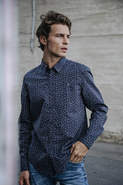 

Langarmhemd Herren Yoris Floreal peacoat | Freeman T. Porter