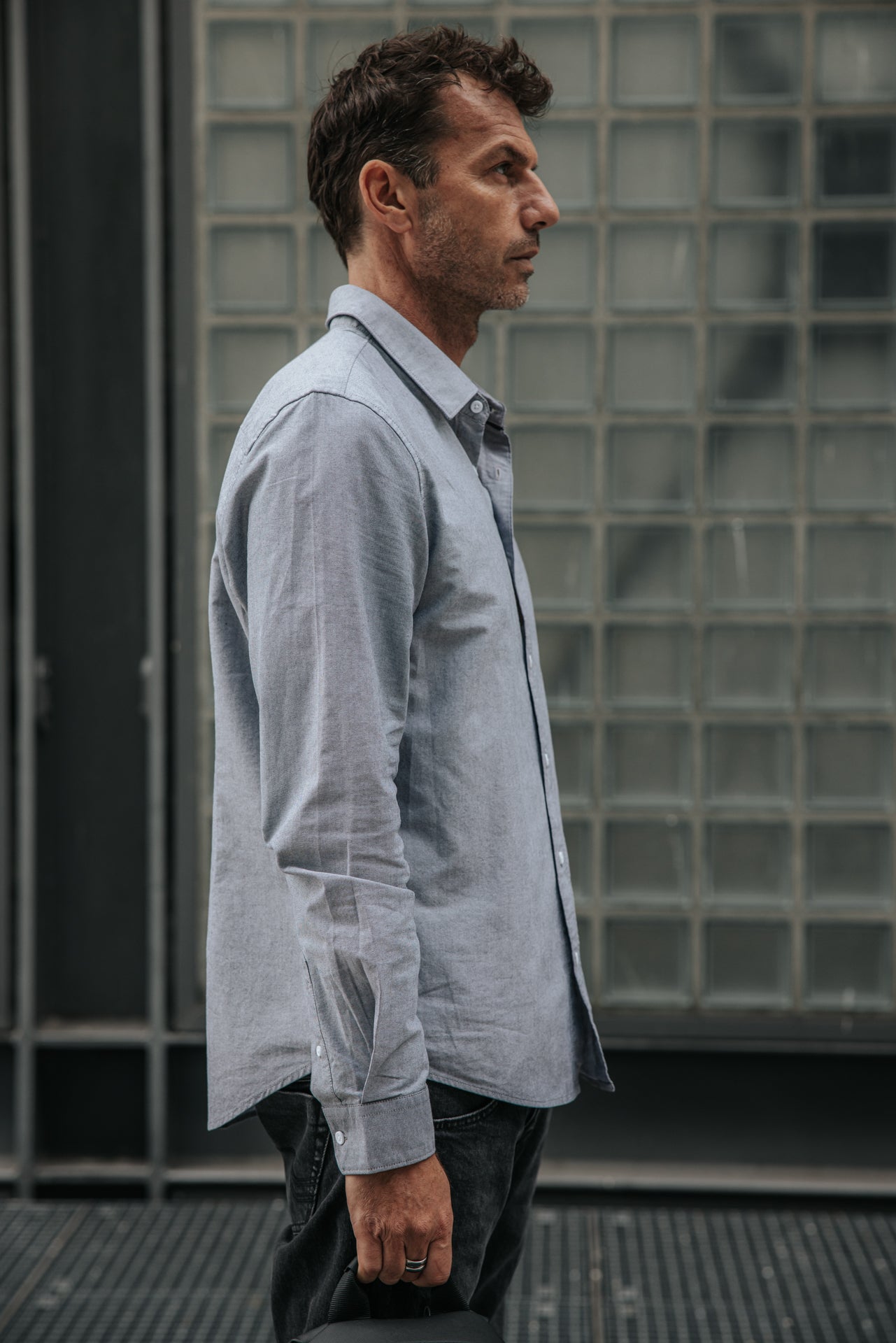 

Tailliertes Hemd Herren Yoris Oxford Brushed grey melange | Freeman T. Porter