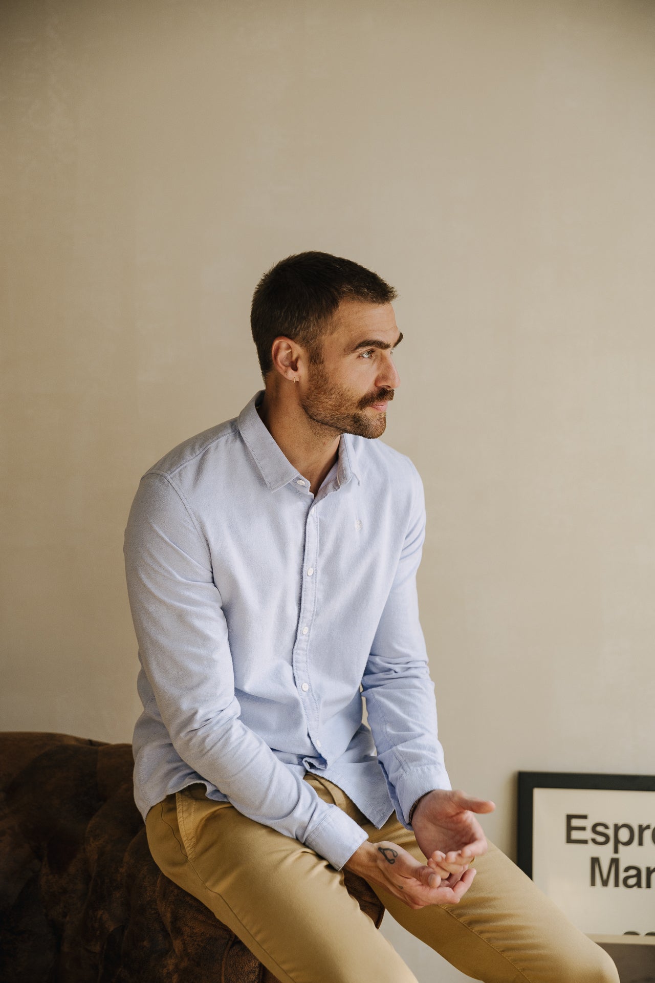 

Chemise ajustée Homme Yoris Oxford Brushed light blue | Freeman T. Porter