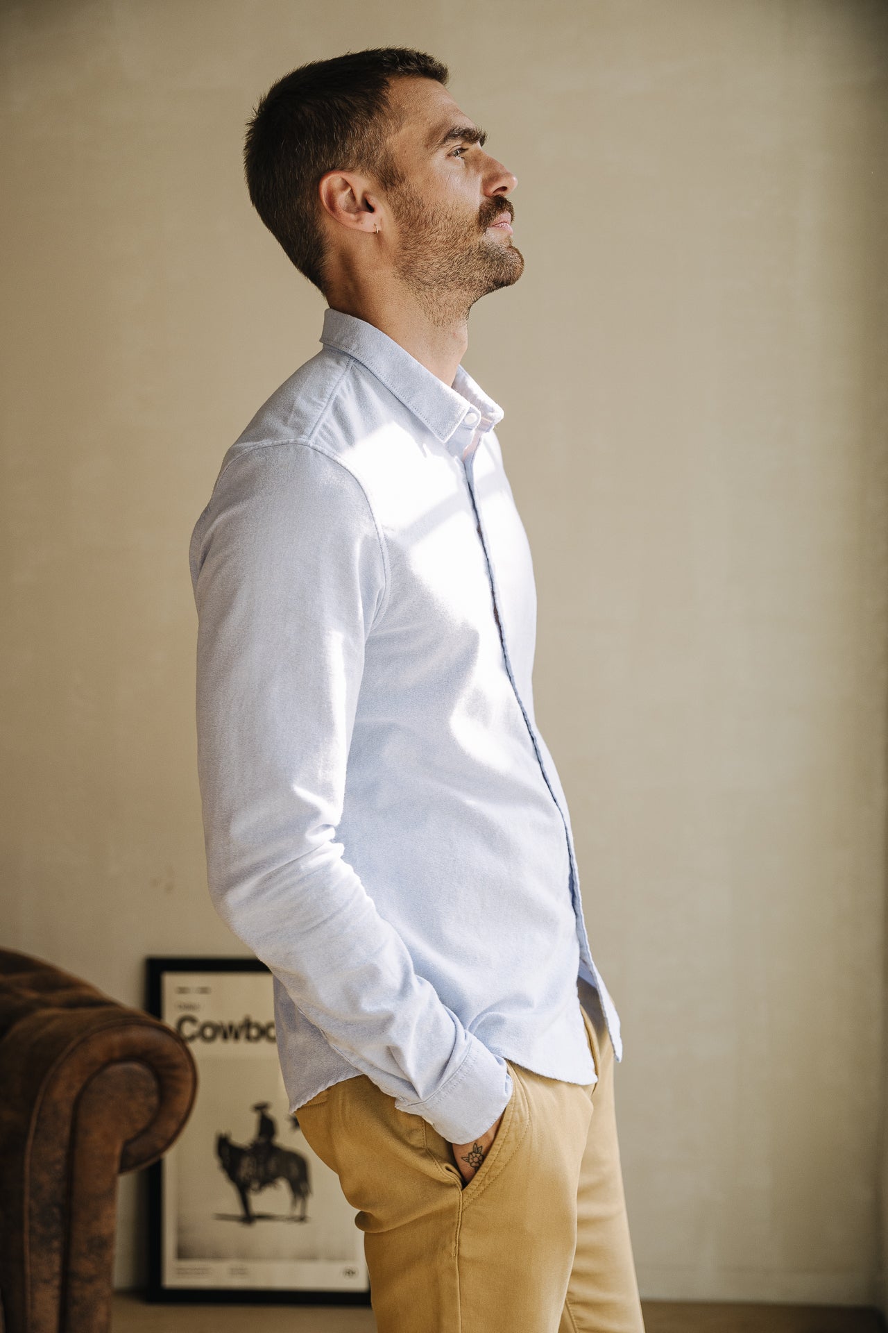 

Chemise ajustée Homme Yoris Oxford Brushed light blue | Freeman T. Porter