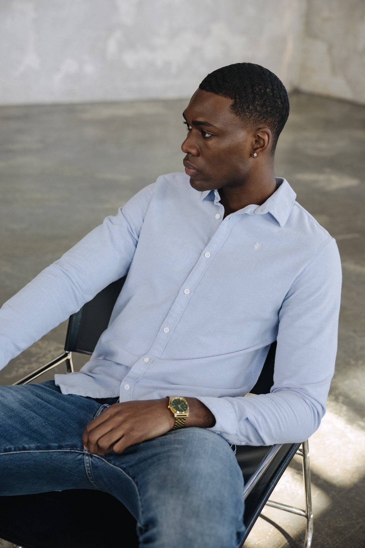 

Eng anliegendes Hemd Mann Yoris Oxford Brushed light blue | Freeman T. Porter