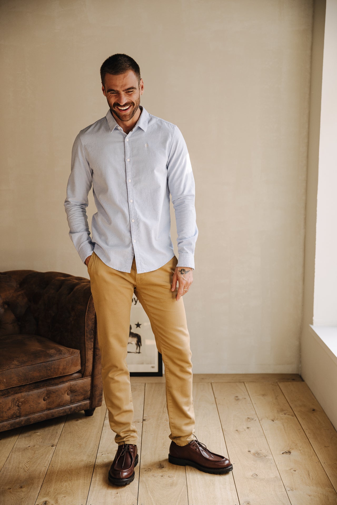 

Chemise ajustée Homme Yoris Oxford Brushed light blue | Freeman T. Porter