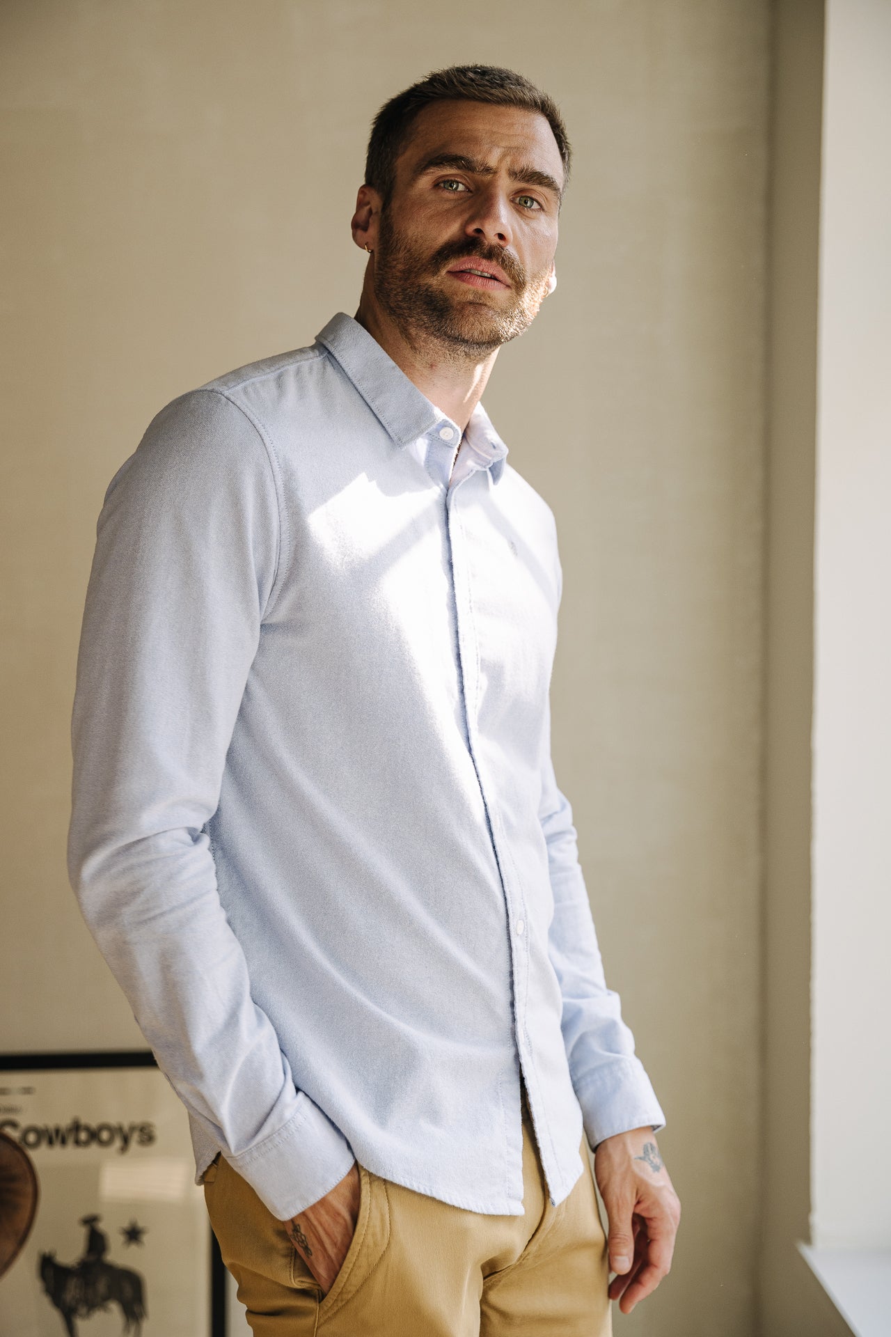 

Chemise ajustée Homme Yoris Oxford Brushed light blue | Freeman T. Porter