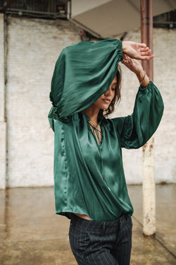 

Blouse satinée Femme Bloomine Plain evergreen | Freeman T. Porter