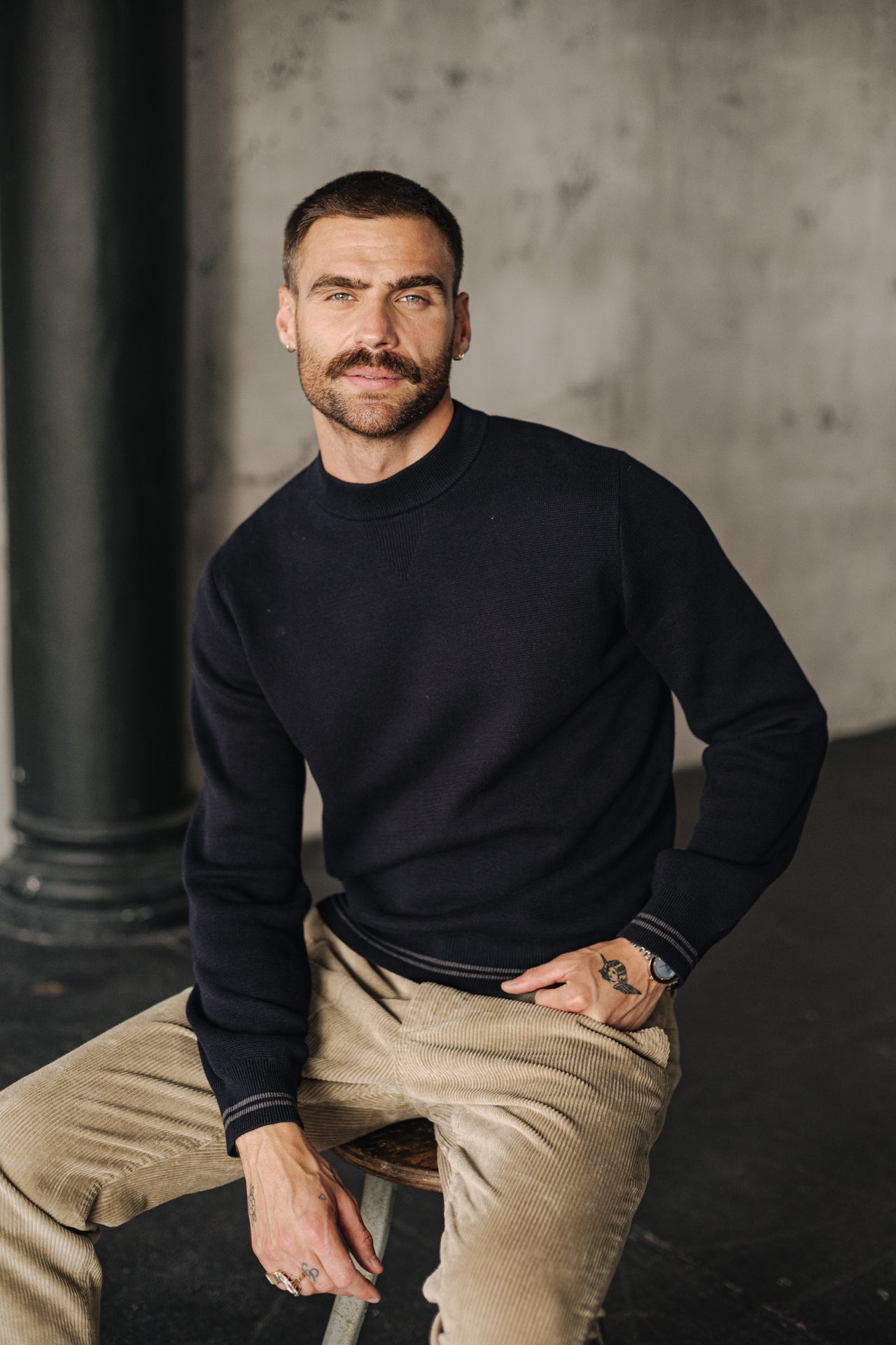 

High-neck sweater Men Baton Varsity deep well | Freeman T. Porter