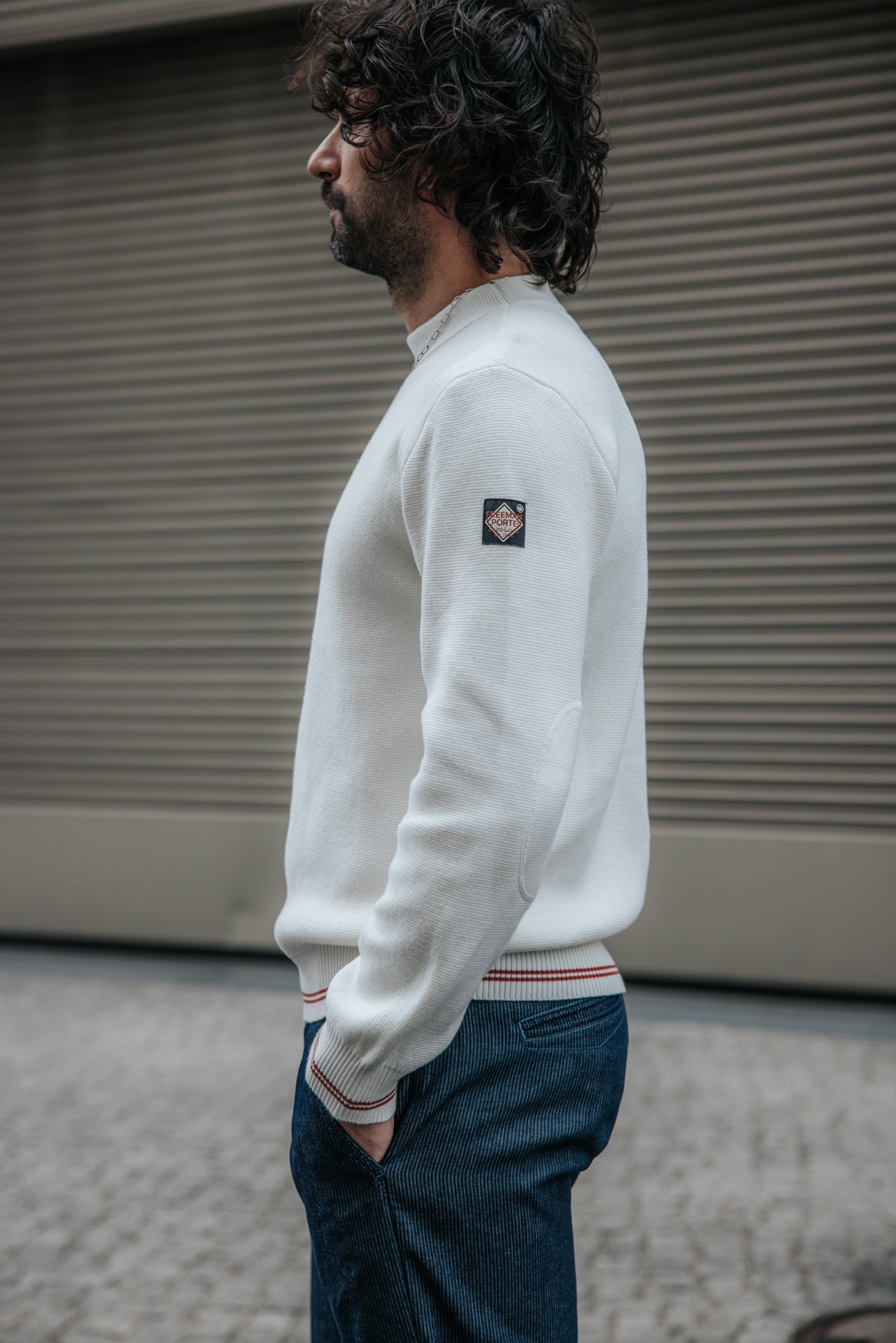 

Pull col montant Homme Baton Varsity ecru | Freeman T. Porter
