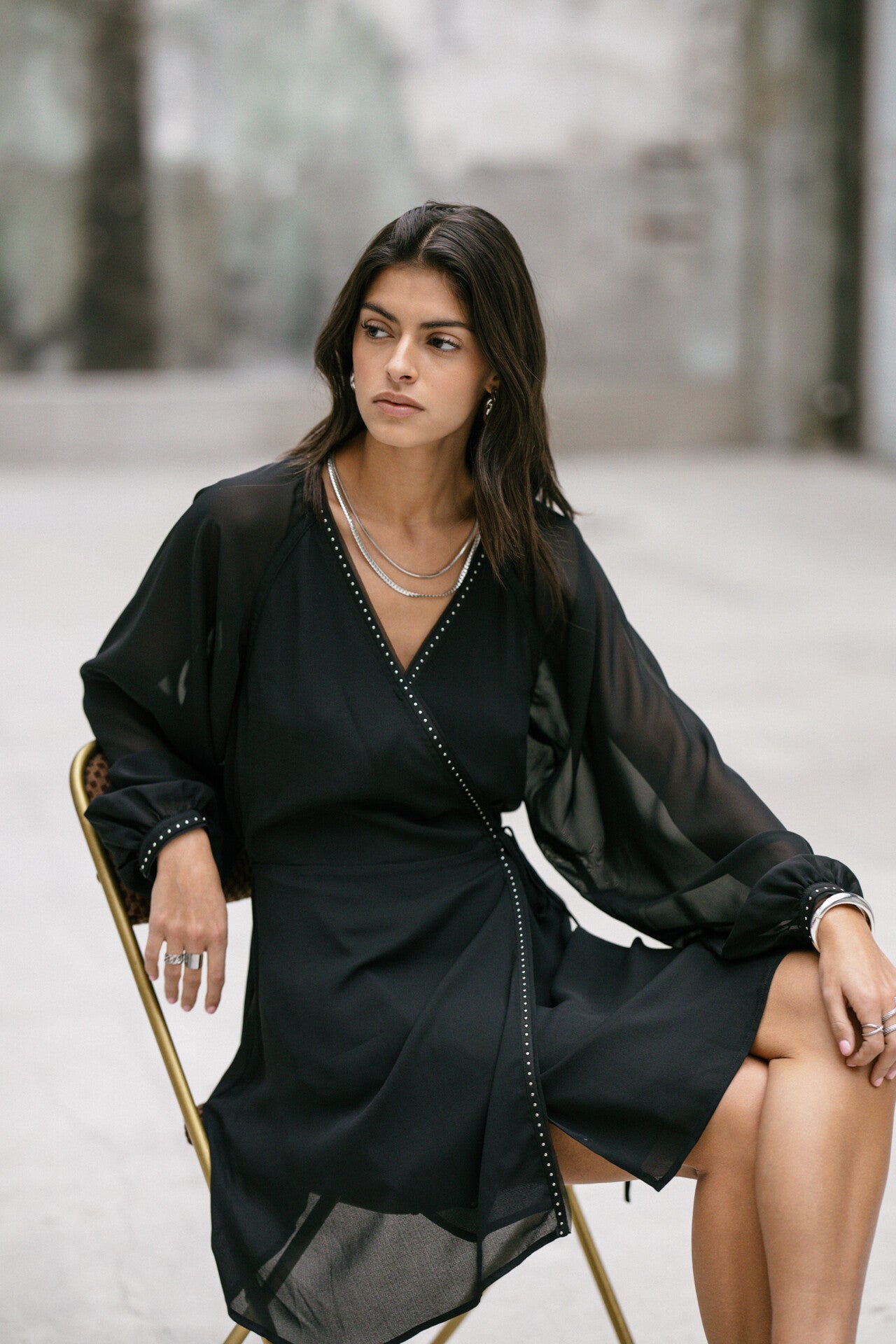 

Robe effet cache-cœur Femme Rocklane Plain black | Freeman T. Porter