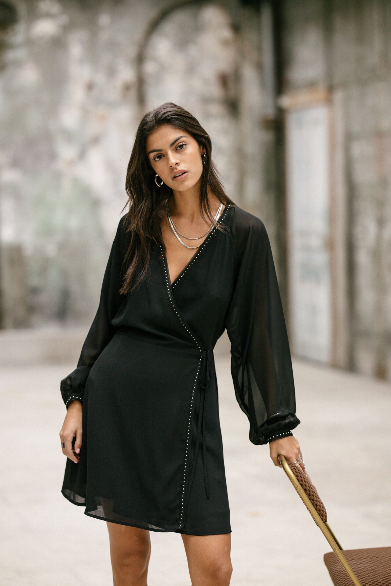 

Robe effet cache-cœur Femme Rocklane Plain black | Freeman T. Porter