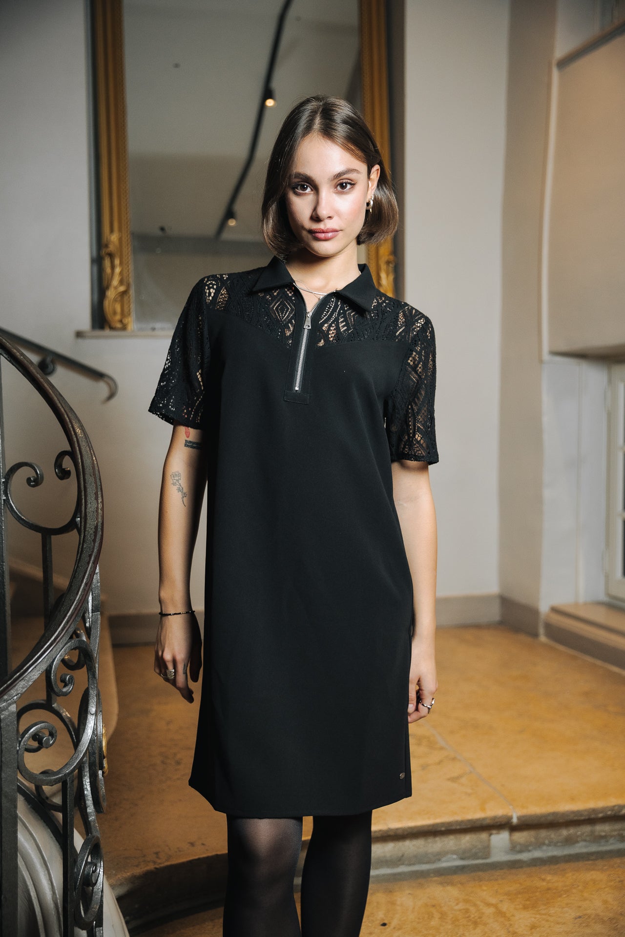 

Robe courte Frau Raline Lace black | Freeman T. Porter