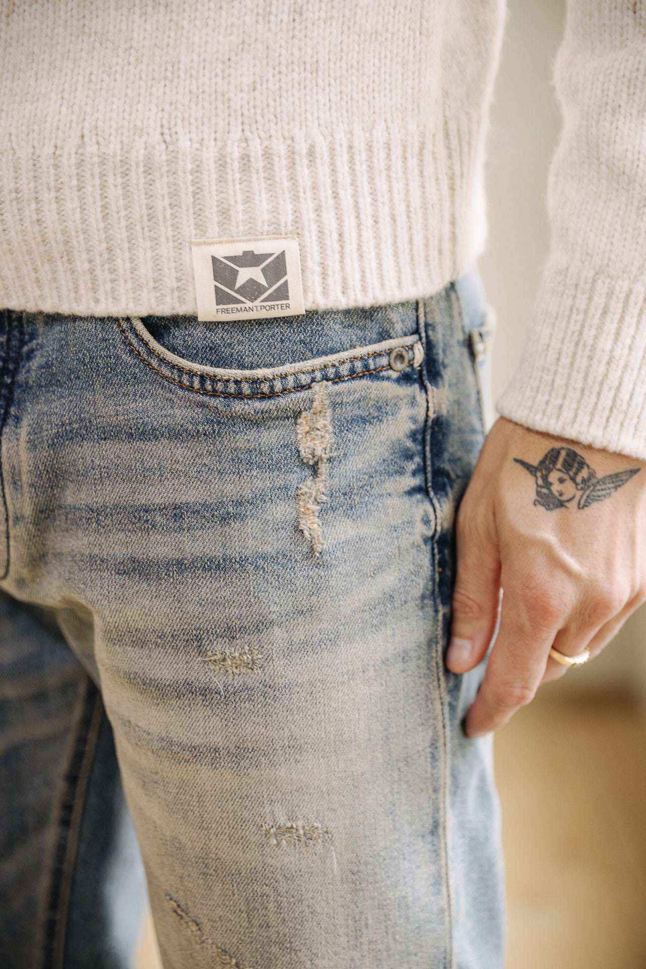 

Pull col roulé Homme Romeo Bellagio egret | Freeman T. Porter