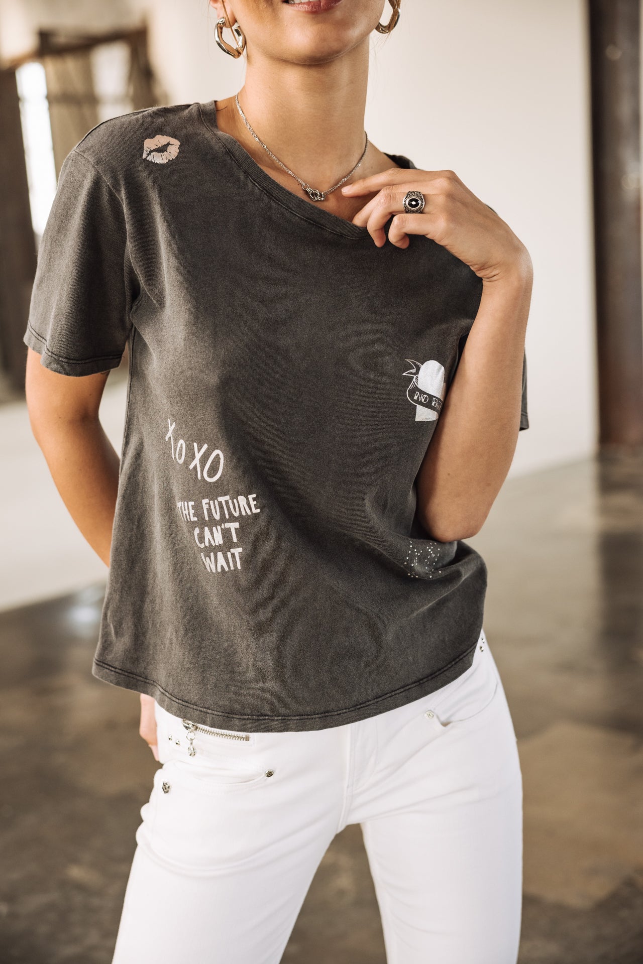 

Printed T-shirt Woman Suria Silver Graf black | Freeman T. Porter