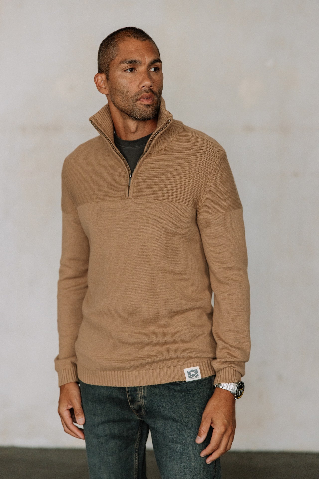 

Pull col montant zippé Men Gustav Crossing kelp | Freeman T. Porter