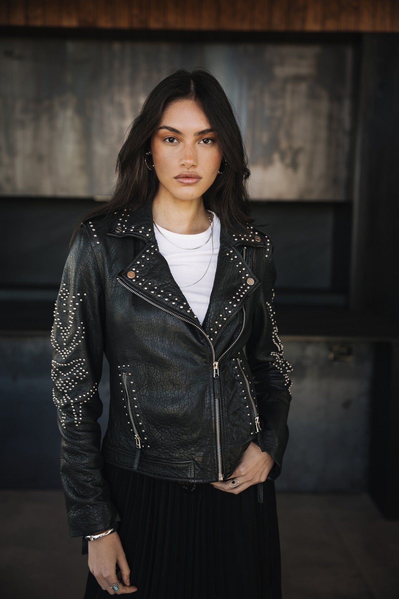   
            

Perfecto en cuir clouté Femme Kristen Leather Claws anthra | Freeman T. Porter
          
