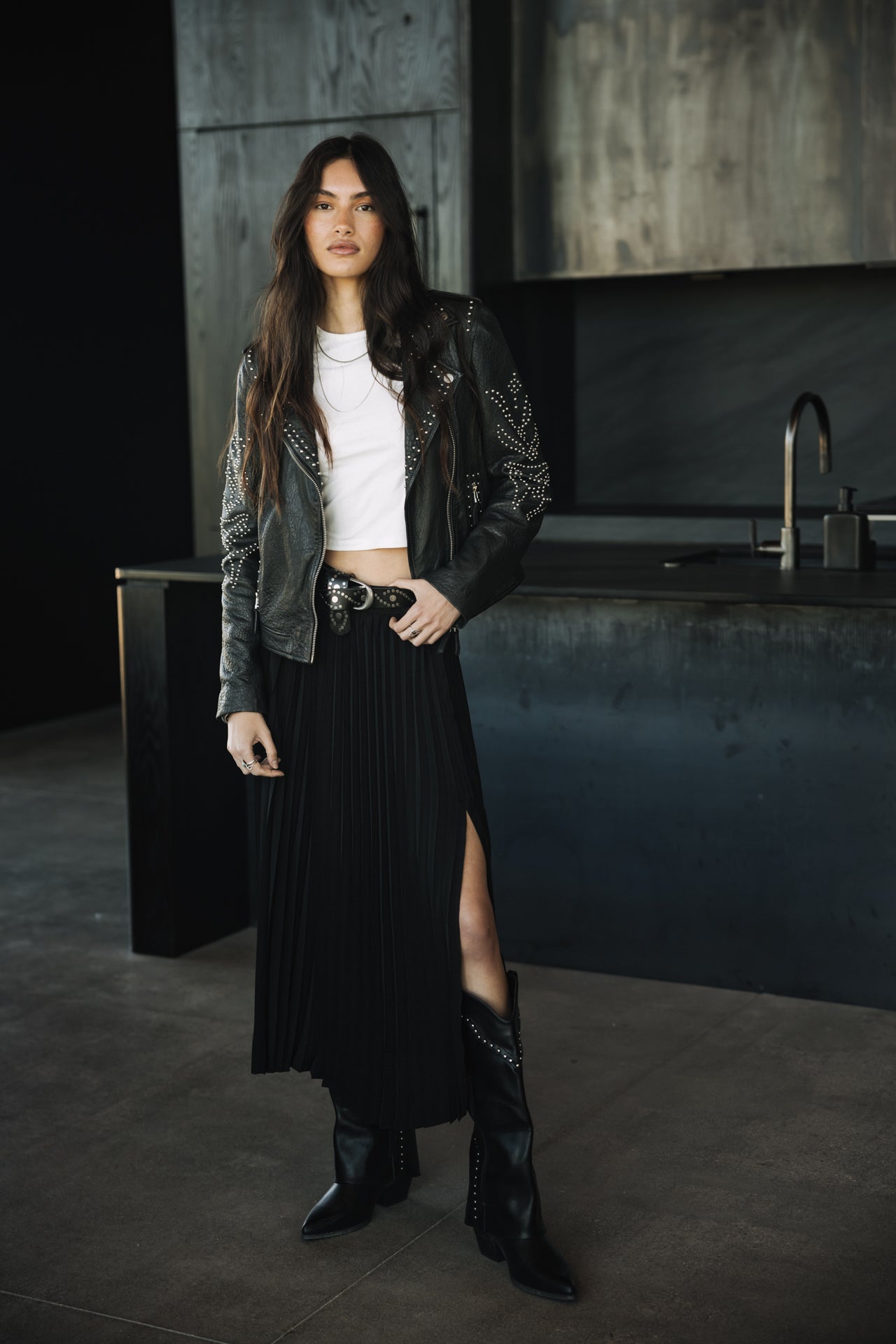 

Perfecto en cuir clouté Femme Kristen Leather Claws anthra | Freeman T. Porter