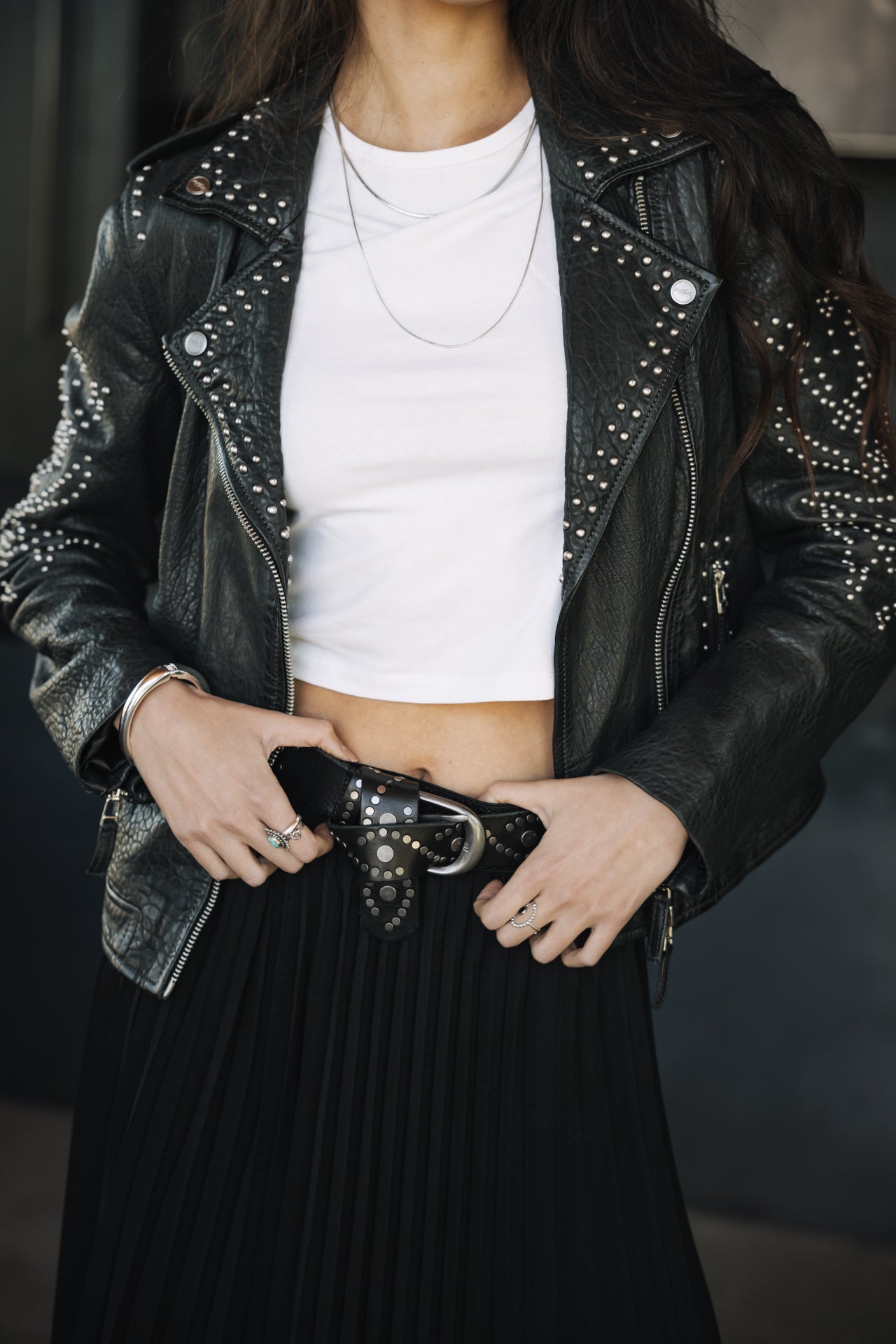 

Perfecto en cuir clouté Femme Kristen Leather Claws anthra | Freeman T. Porter