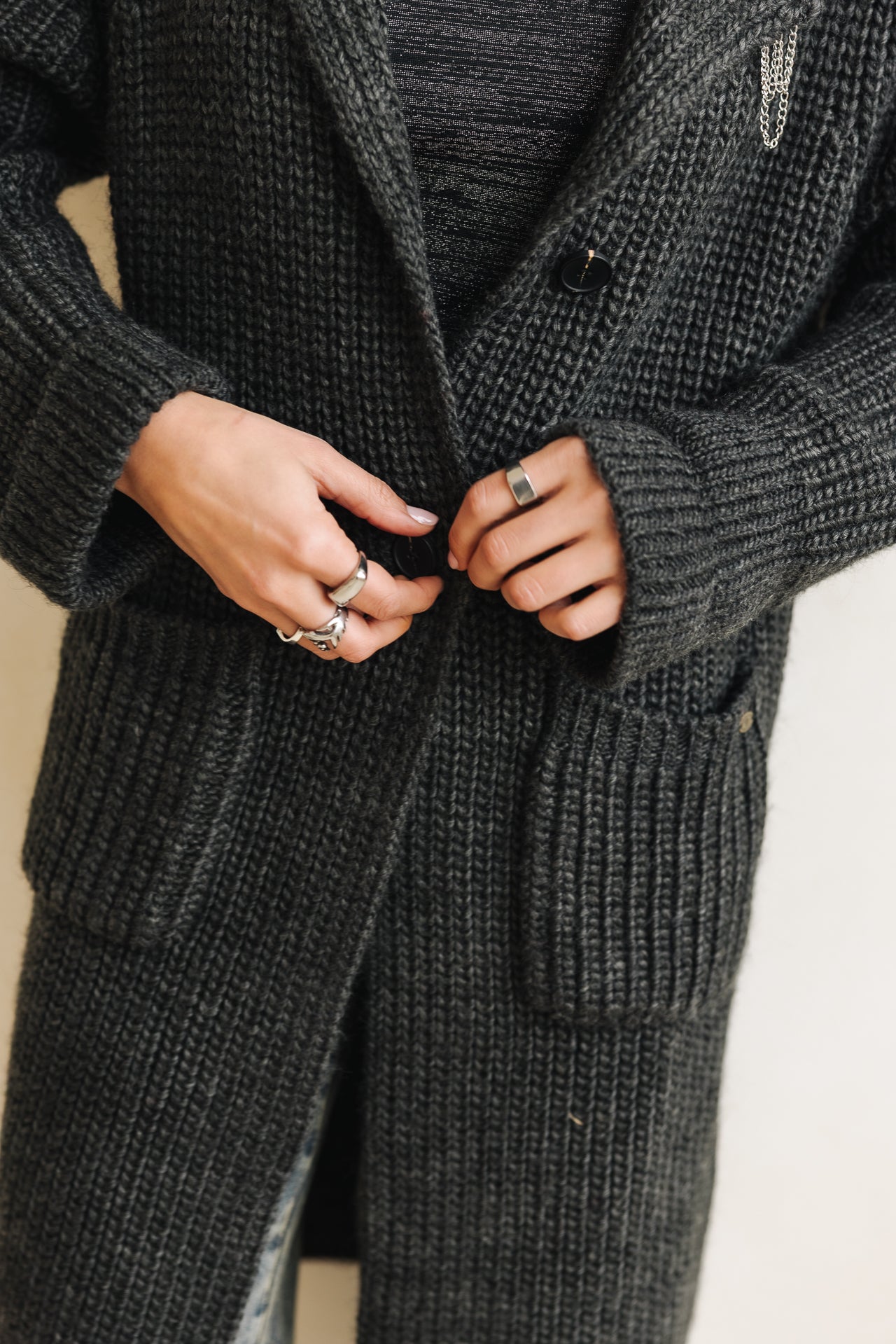 
              

chaleco largo Mujer Cordie dark grey melange | Freeman T. Porter
            