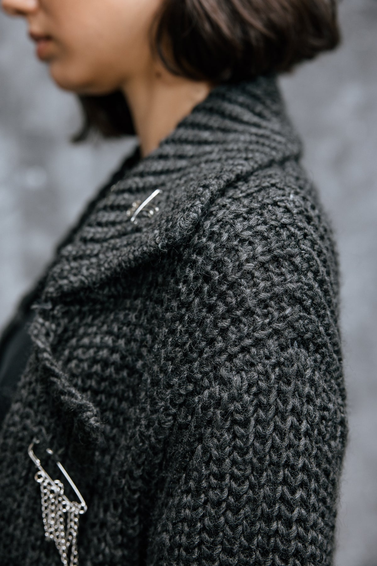 

Lange Strickjacke Damen Cordie dark grey melange | Freeman T. Porter