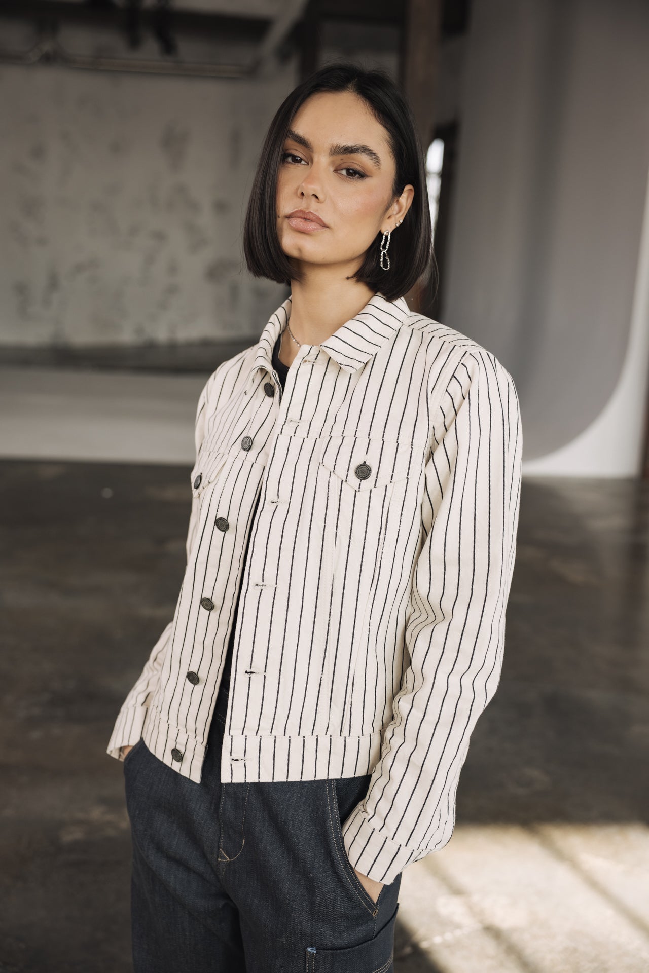 

Chaqueta de rayas Mujer Elize ecru | Freeman T. Porter