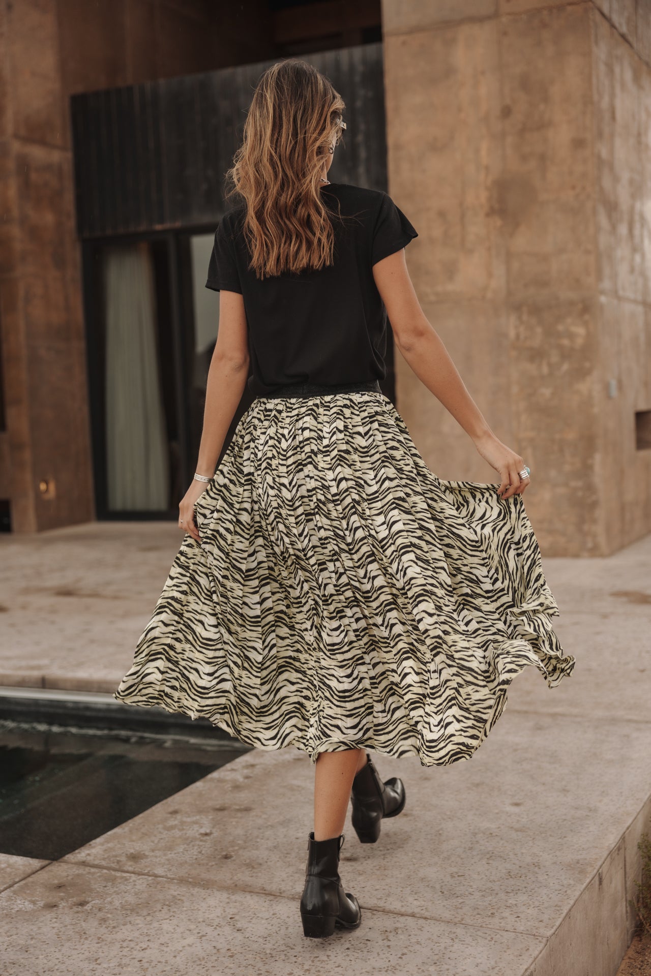 

Split pleated skirt Woman Josepha Green Tiger original | Freeman T. Porter