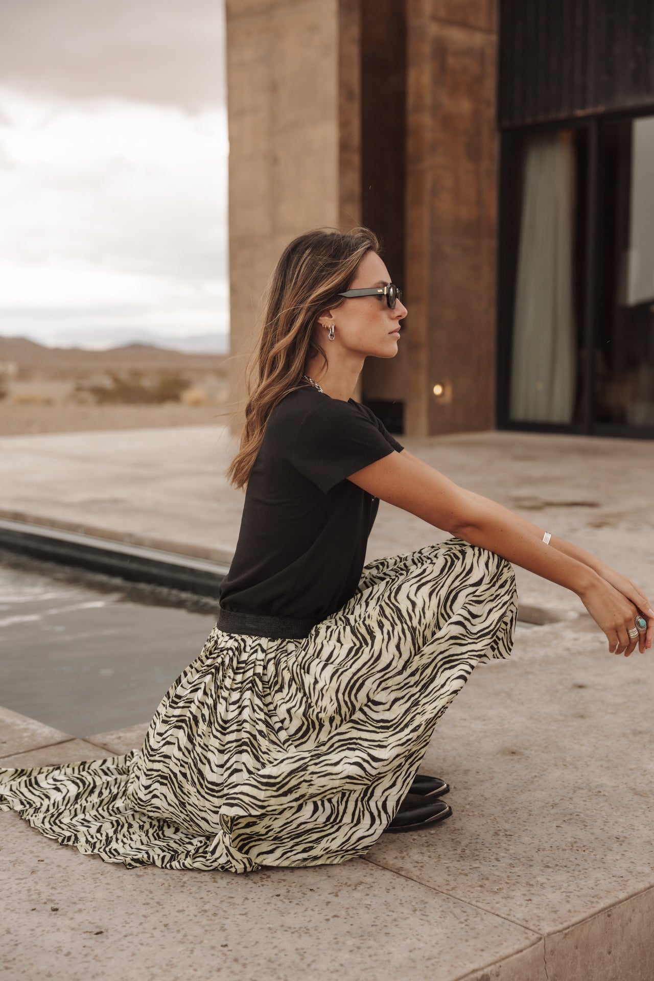 

Split pleated skirt Woman Josepha Green Tiger original | Freeman T. Porter