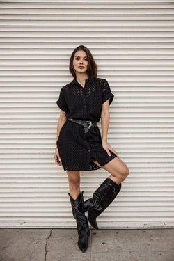 

Hemdblusenkleid Damen Raffia Leaf Lace black | Freeman T. Porter