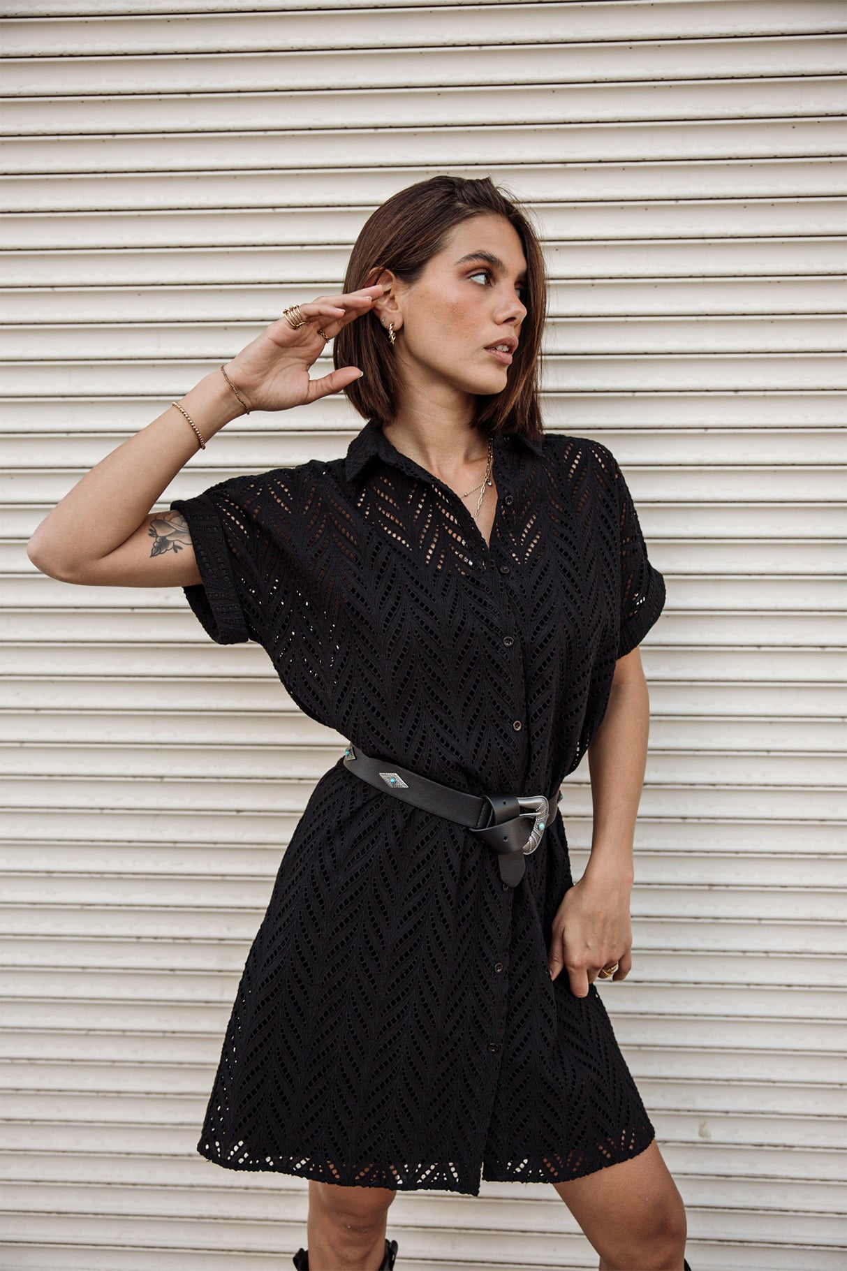 
              

Shirt dress Women Raffia Leaf Lace black | Freeman T. Porter
            