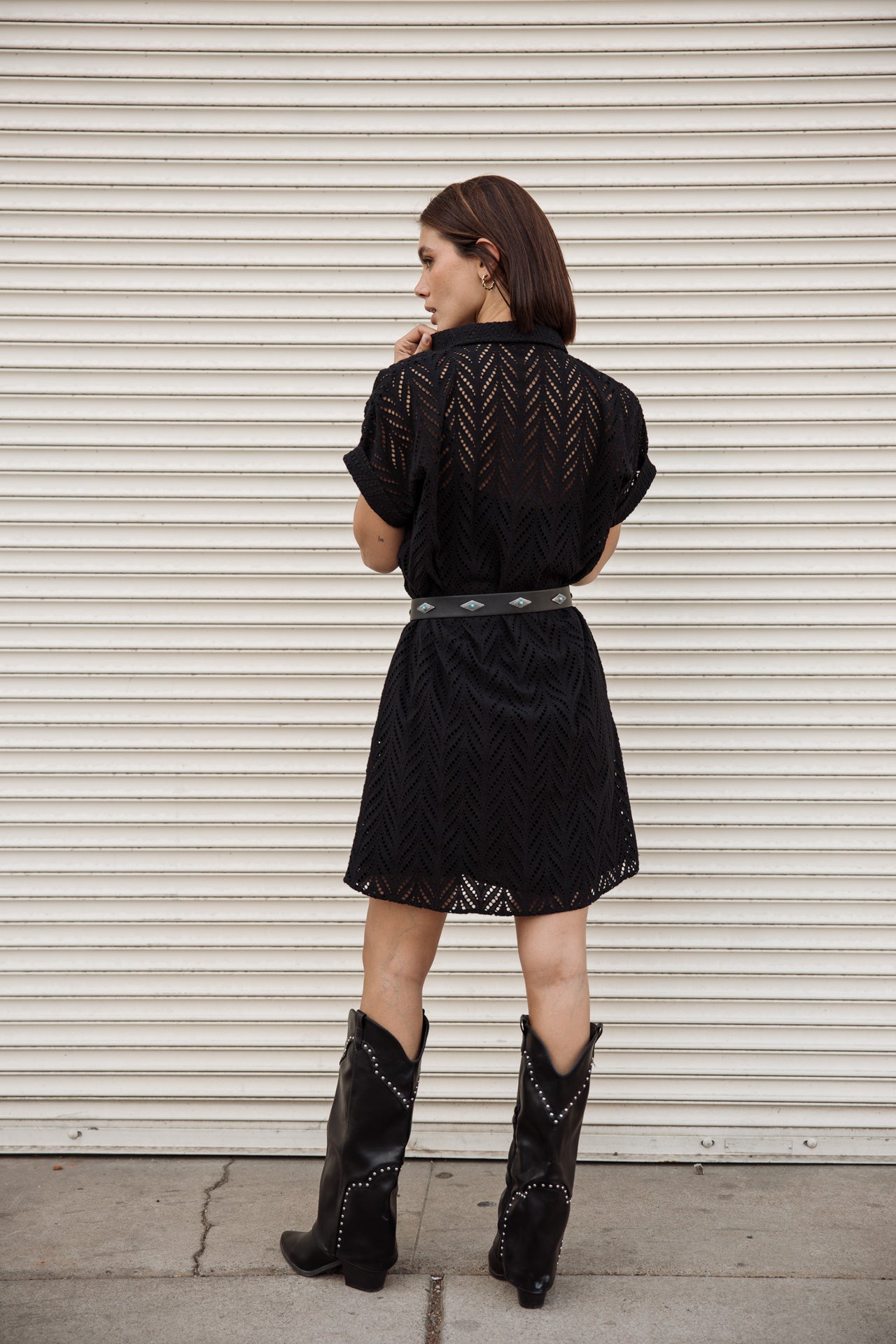 

Kleid Hemd Frau Raffia Leaf Lace black | Freeman T. Porter