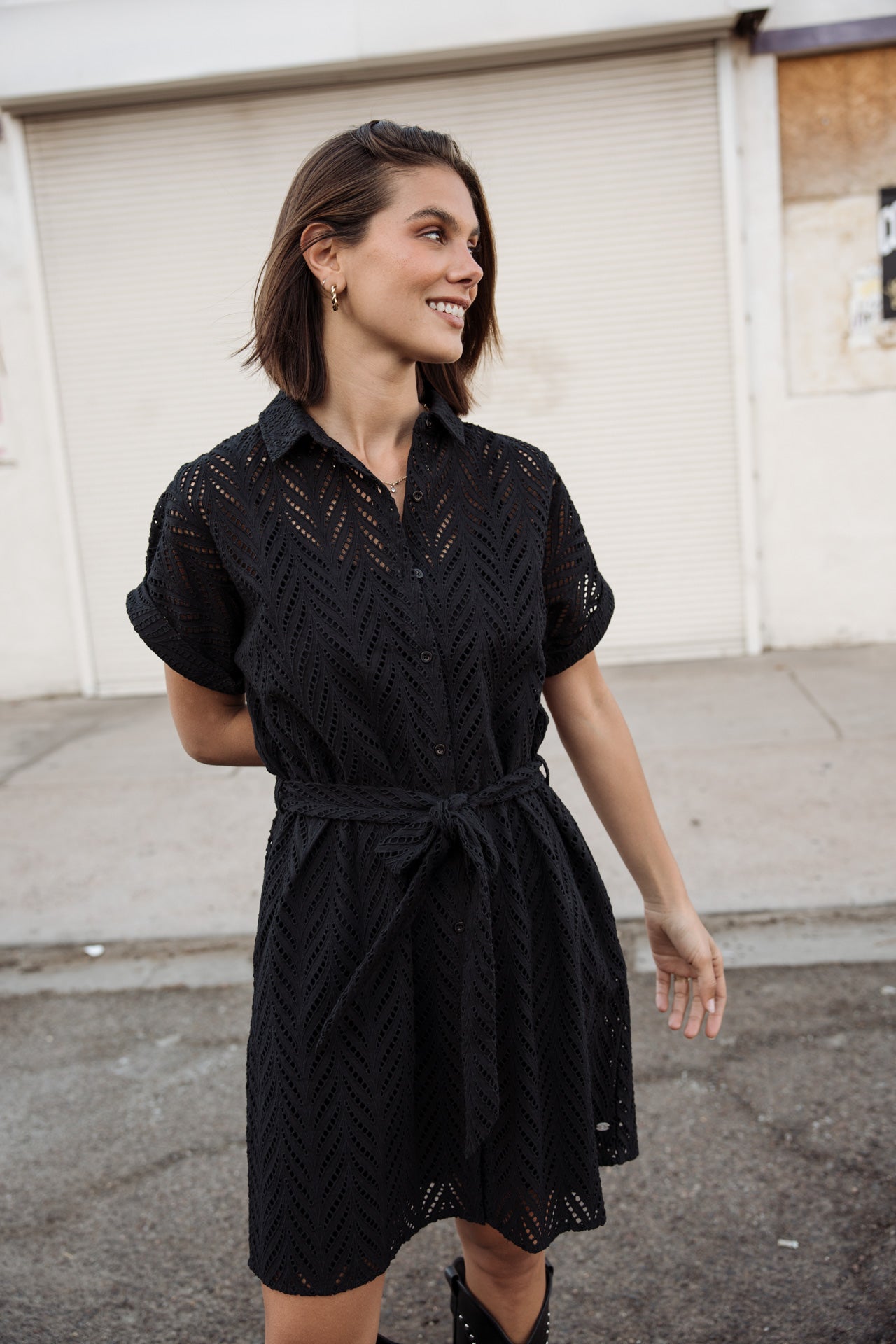

Kleid Hemd Frau Raffia Leaf Lace black | Freeman T. Porter