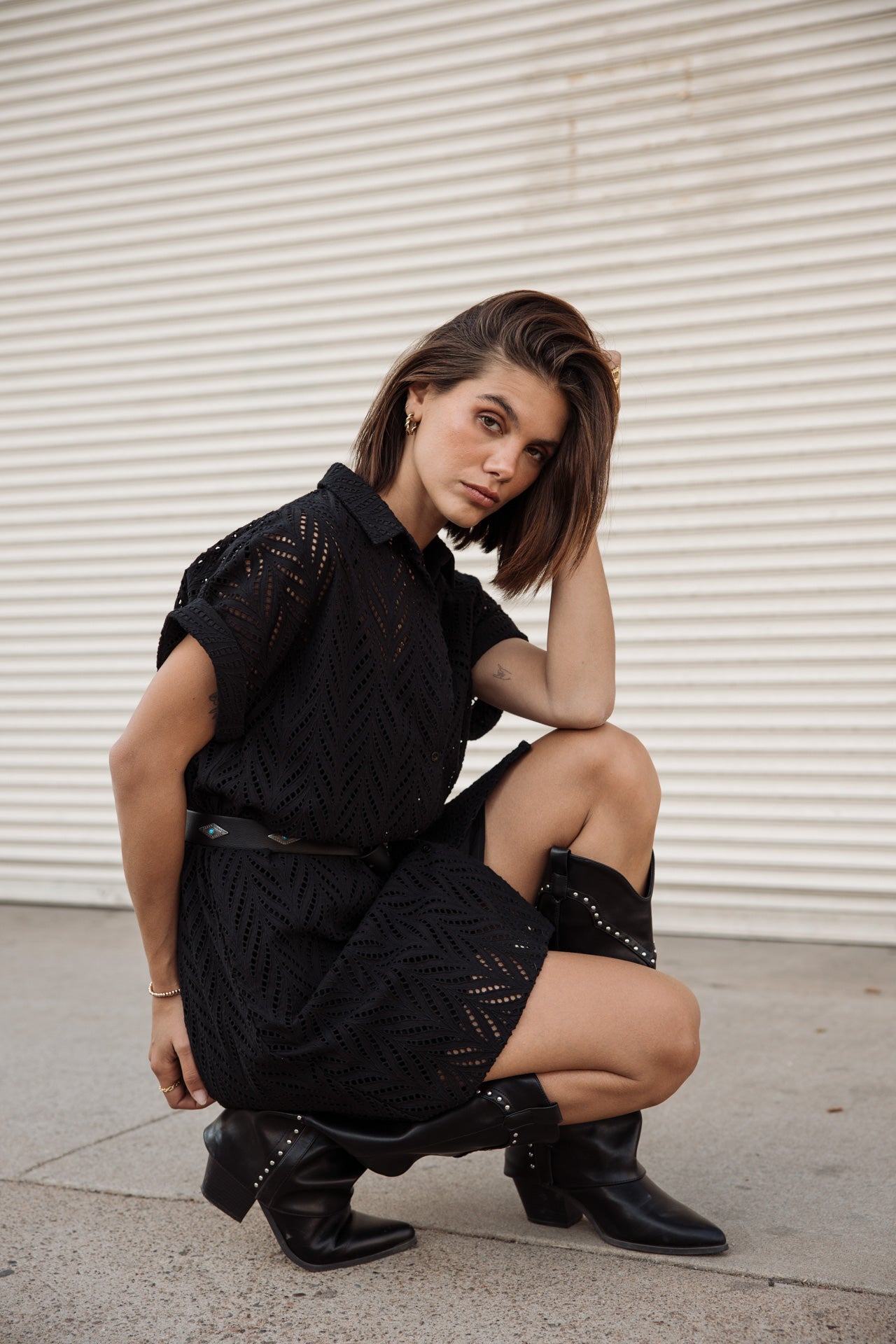 

Kleid Hemd Frau Raffia Leaf Lace black | Freeman T. Porter