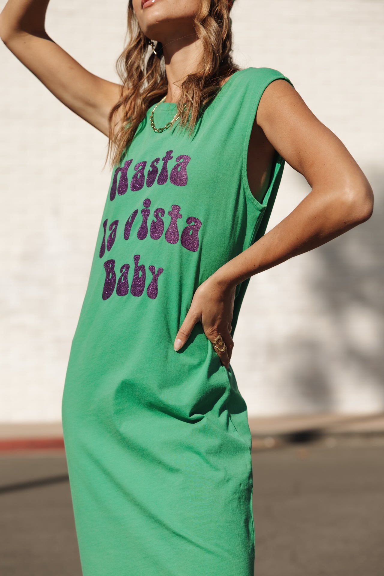 

Robe T-shirt Femme Reave Hasta La Vista Glitter deep mint | Freeman T. Porter