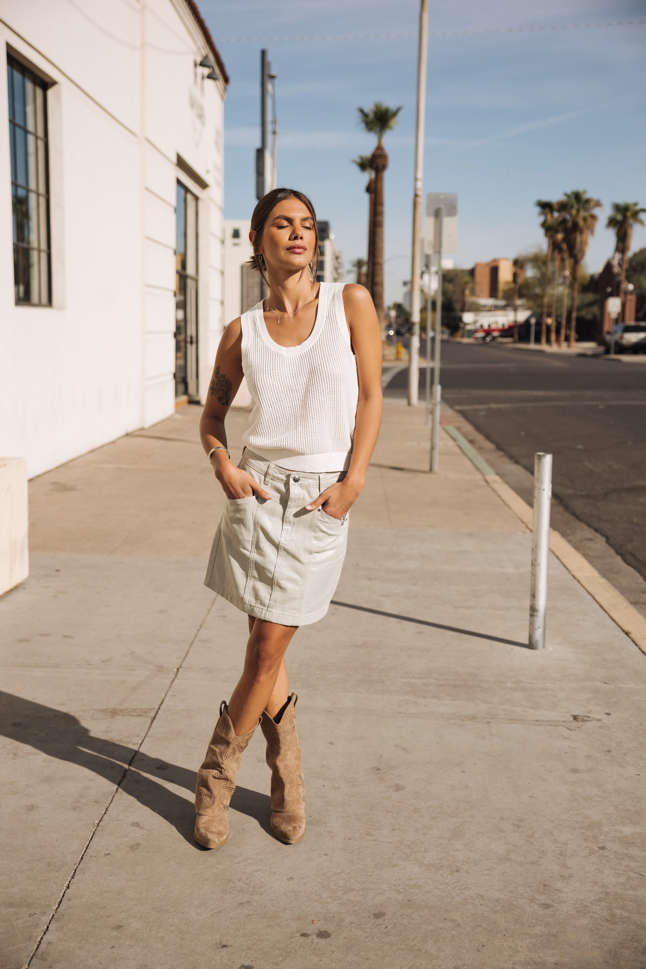 

Jupe en lamé Femme Zelya Kidney Foil desert sage | Freeman T. Porter