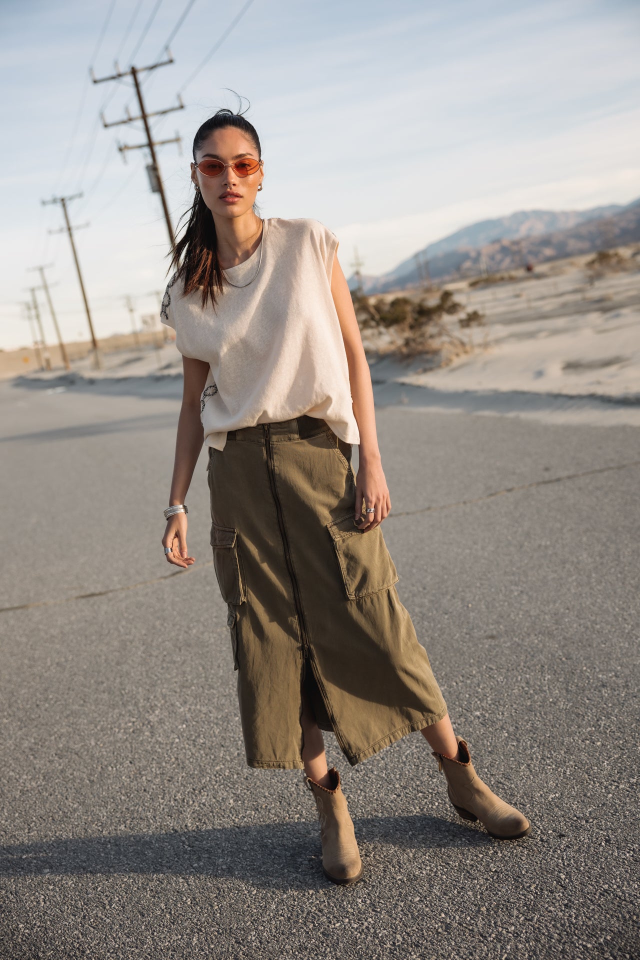 

Jupe cargo zippée Femme Kiana Jazz deep lichen green | Freeman T. Porter