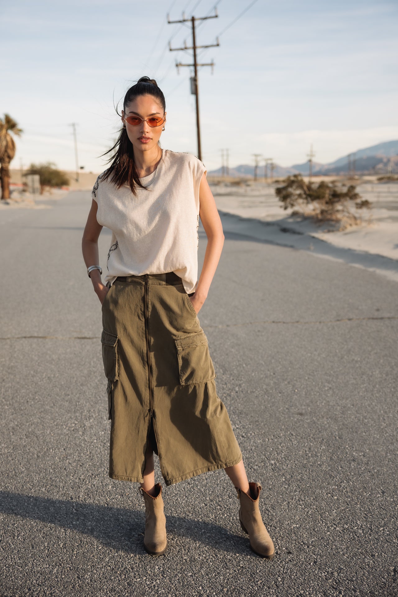 

Jupe cargo zippée Femme Kiana Jazz deep lichen green | Freeman T. Porter