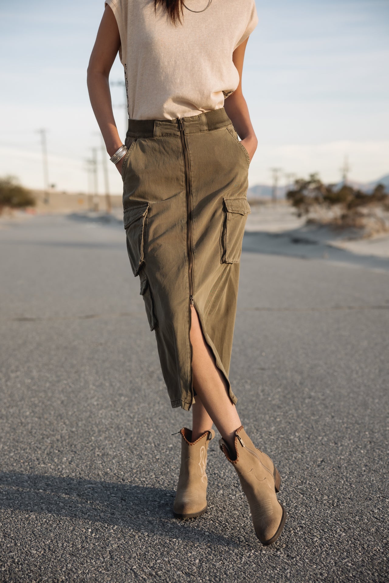 

Jupe cargo zippée Femme Kiana Jazz deep lichen green | Freeman T. Porter