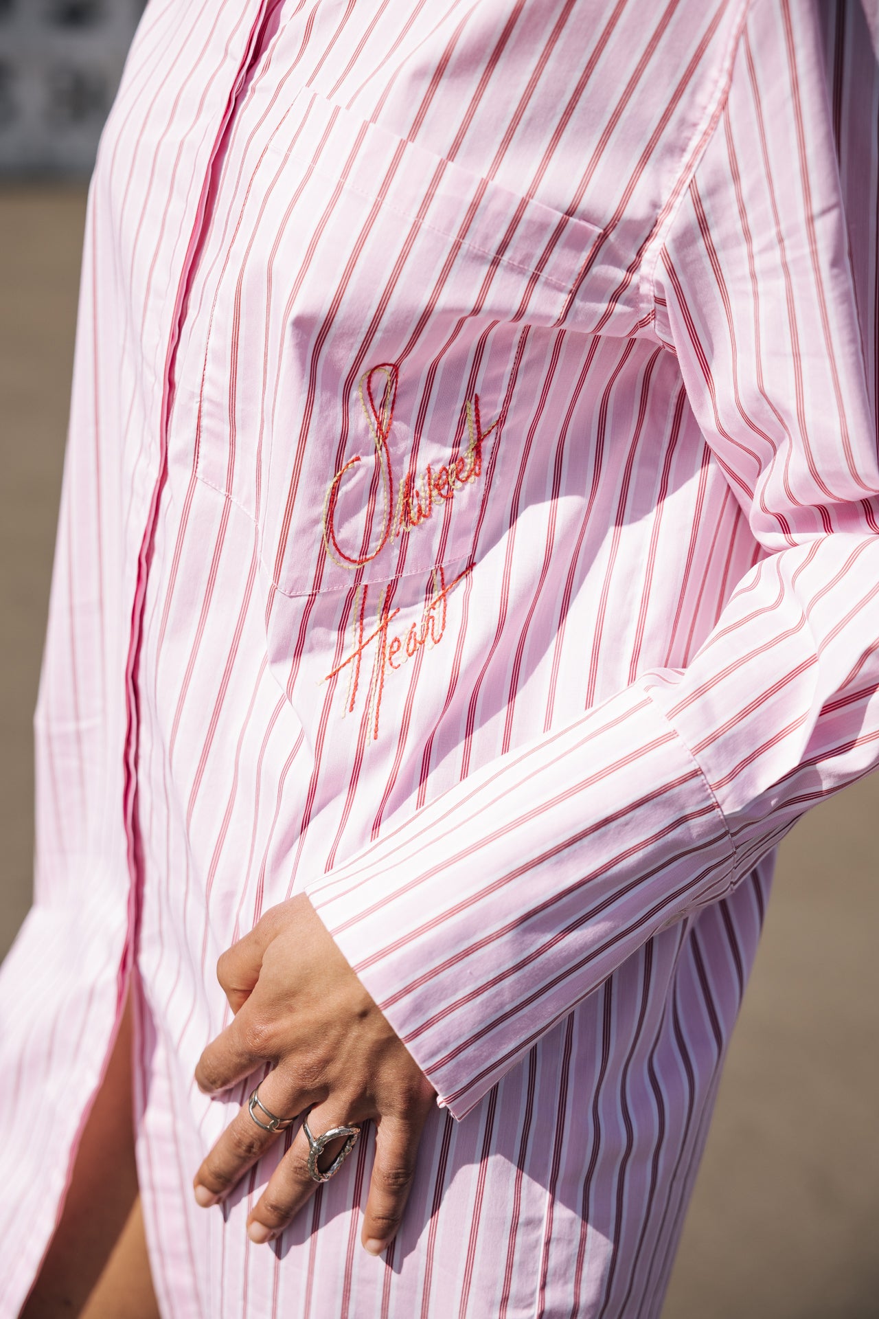 

Vestido camisero suelto Mujer Restine Pink Stripes pink | Freeman T. Porter