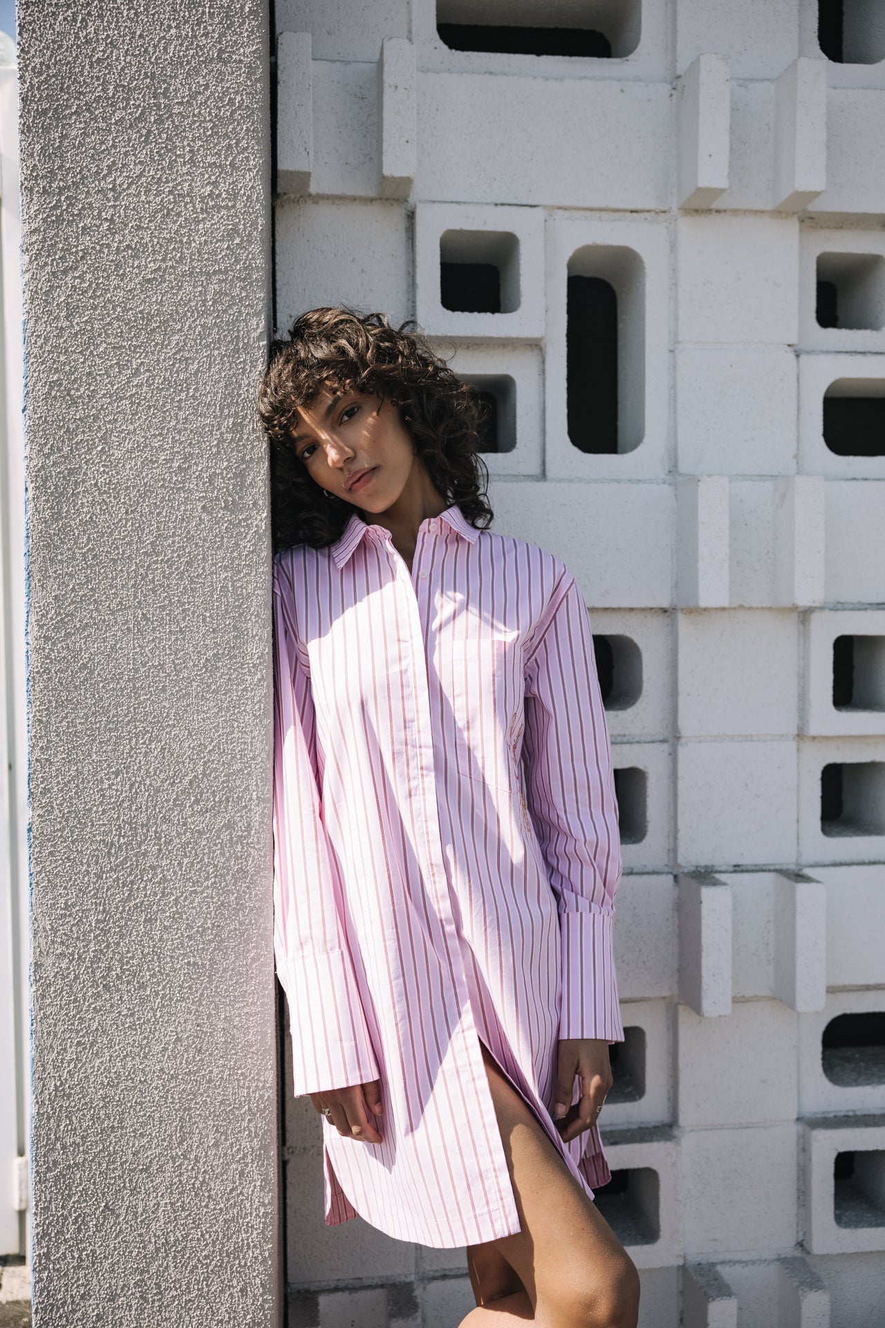 

Vestido camisero suelto Mujer Restine Pink Stripes pink | Freeman T. Porter