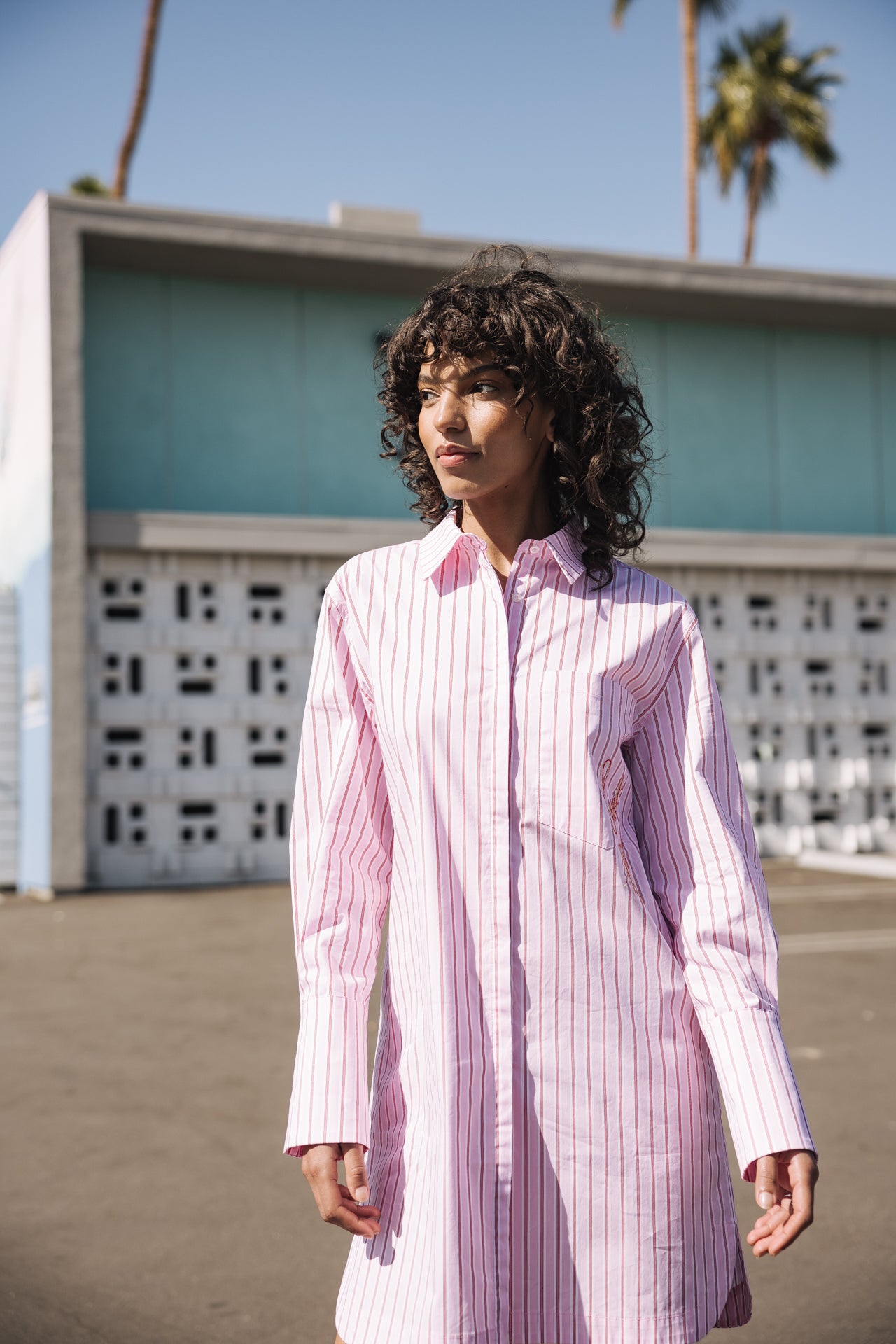 

Vestido camisero suelto Mujer Restine Pink Stripes pink | Freeman T. Porter