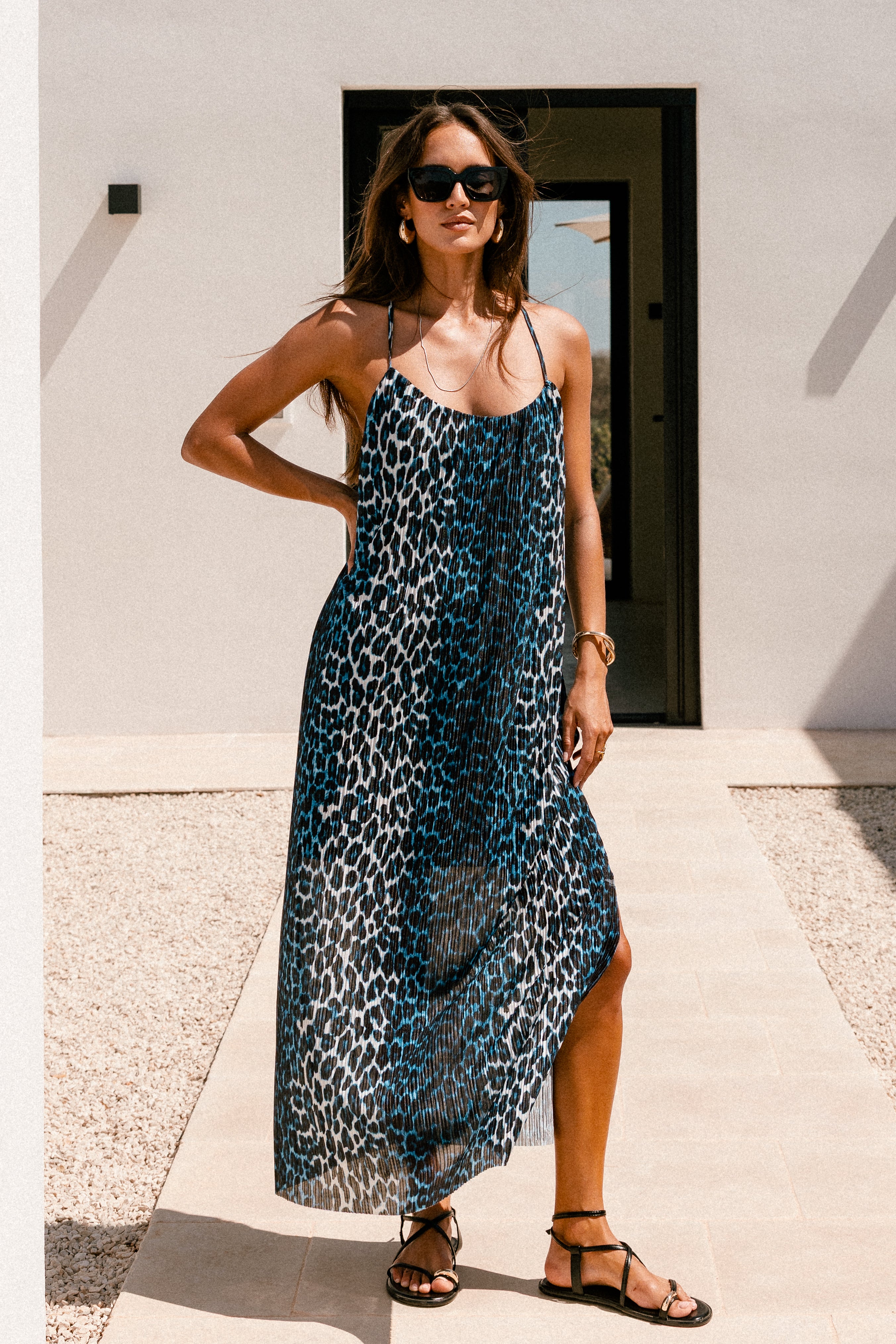   
            

Robe longue plissée léopard Femme Remina Leo princess blue | Freeman T. Porter
          
