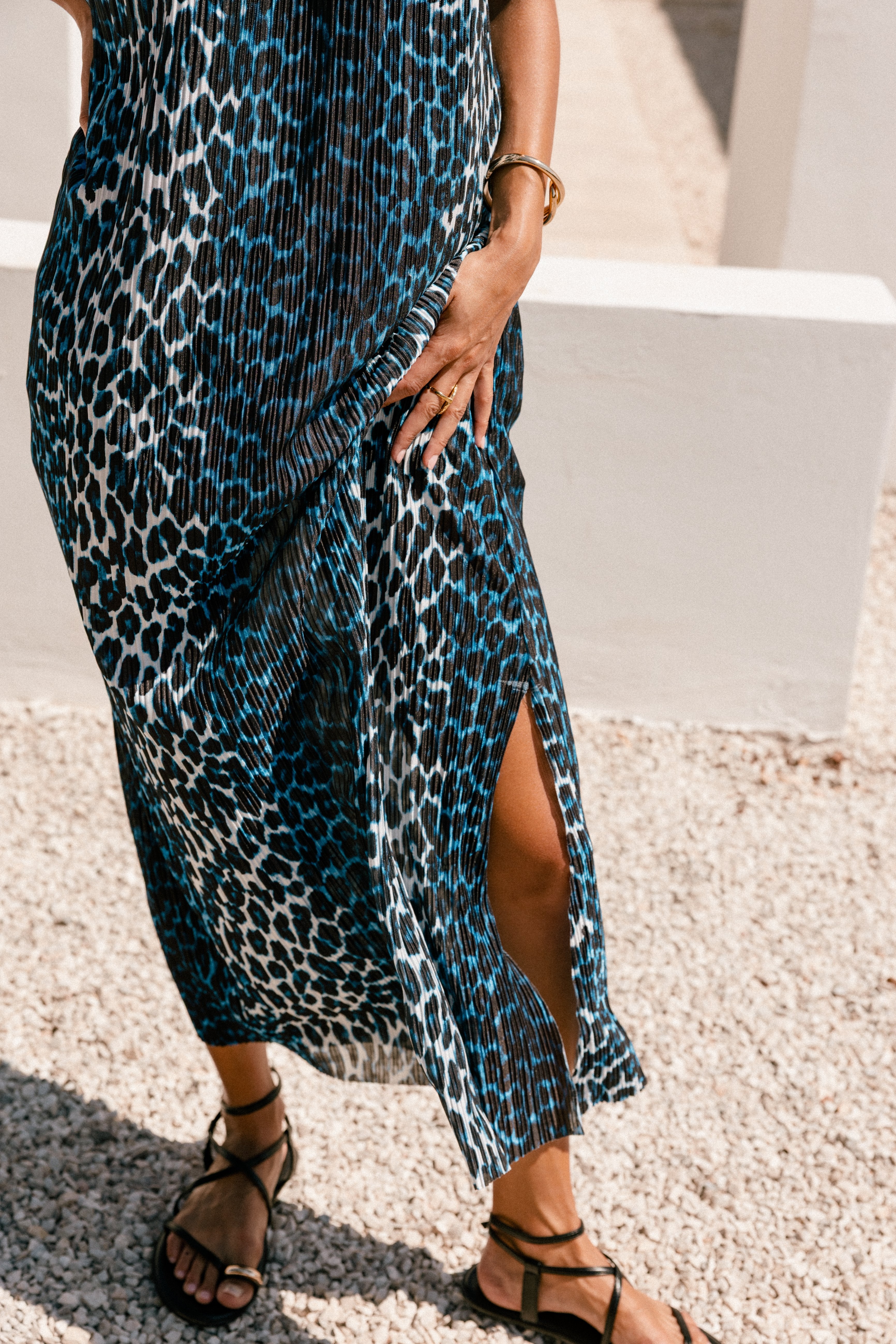 

Robe longue plissée Femme Remina Leo princess blue | Freeman T. Porter