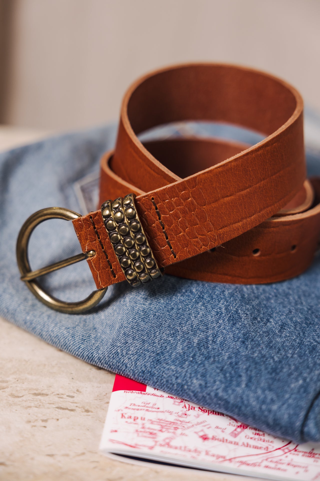 

Leather belt Woman Aubry camel | Freeman T. Porter