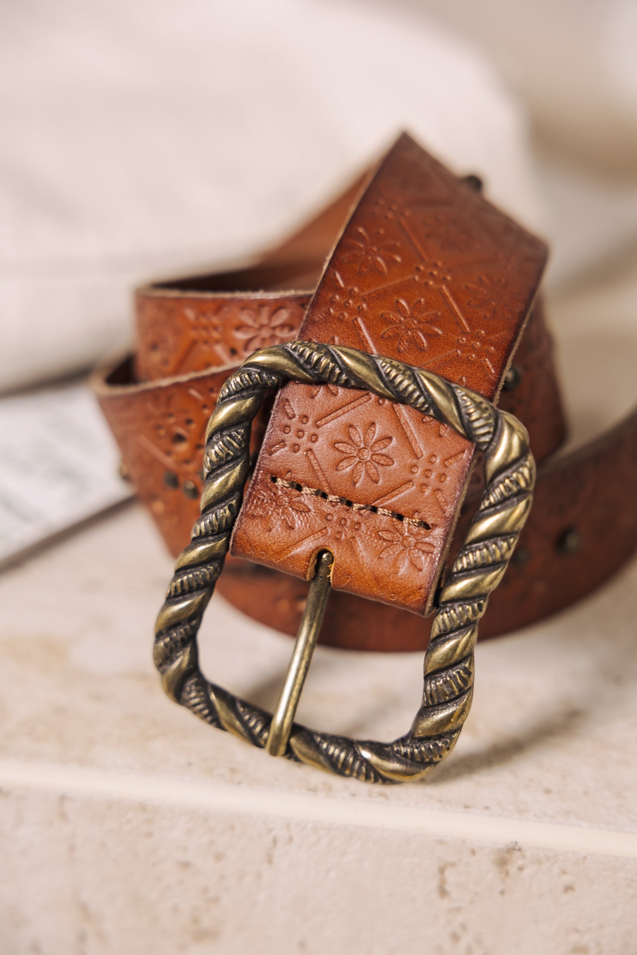 

Leather belt Woman Floralia tan | Freeman T. Porter