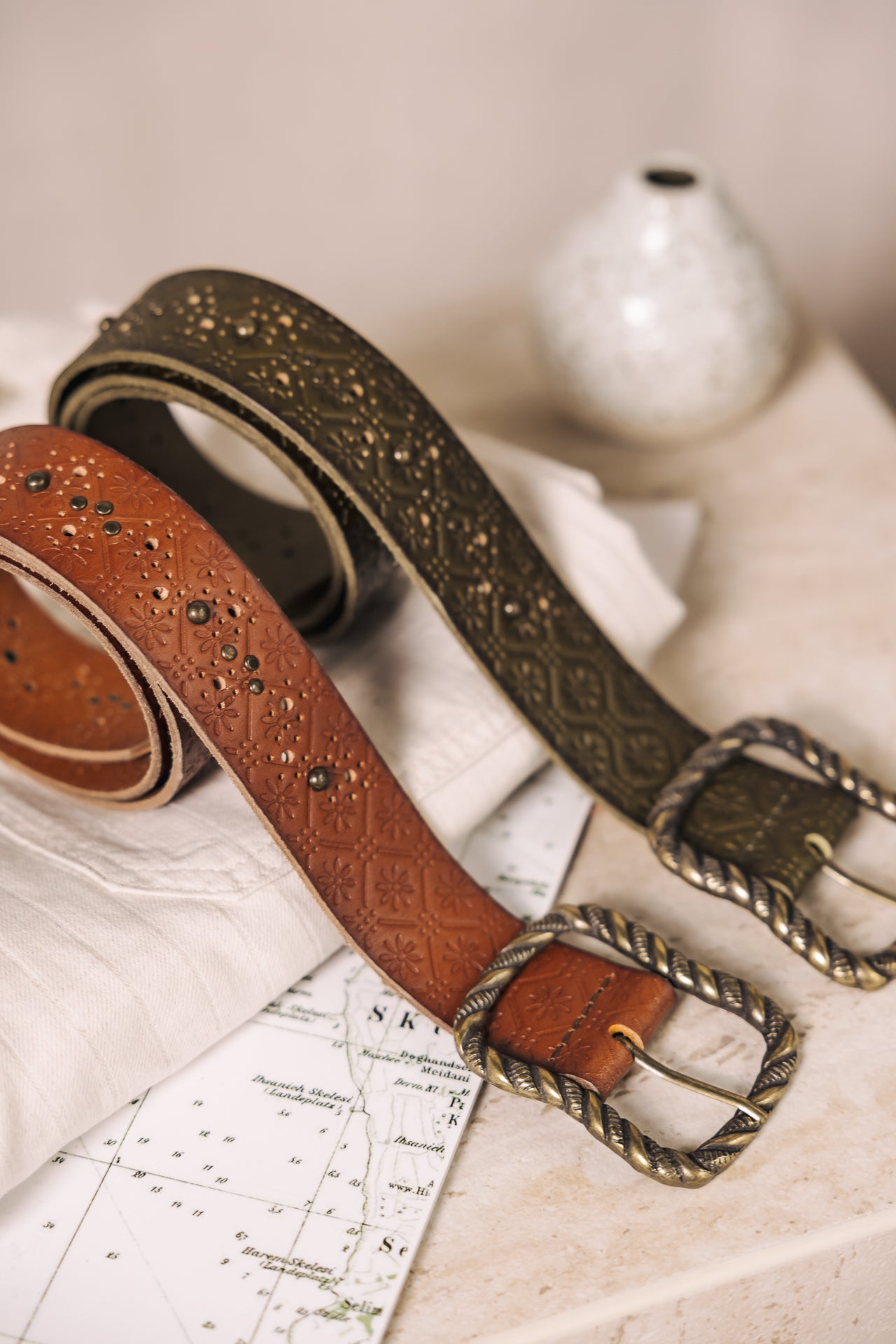 

Leather belt Woman Floralia tan | Freeman T. Porter