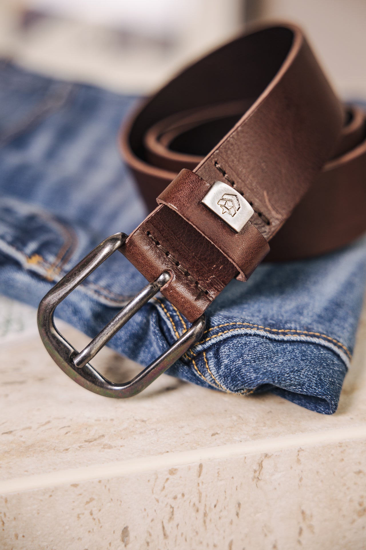 

Leather belt Men Axen brown | Freeman T. Porter